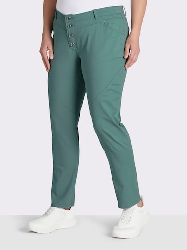Jeans mit Knopfleiste statt Reißverschluss - jade