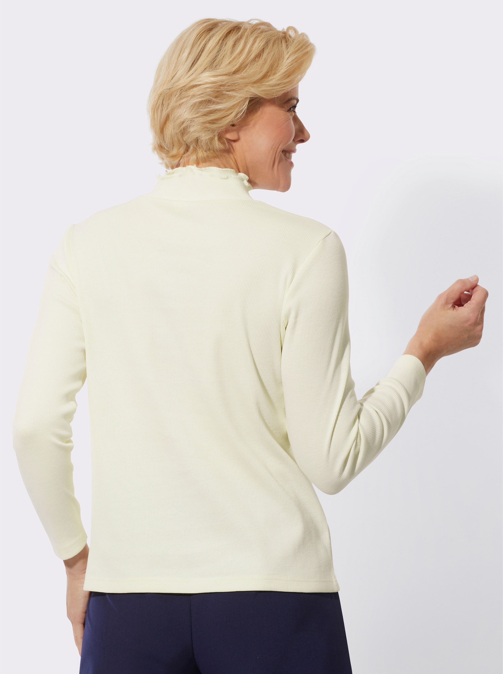 Stehkragenshirt mit doppellagigem Kragen - champagner