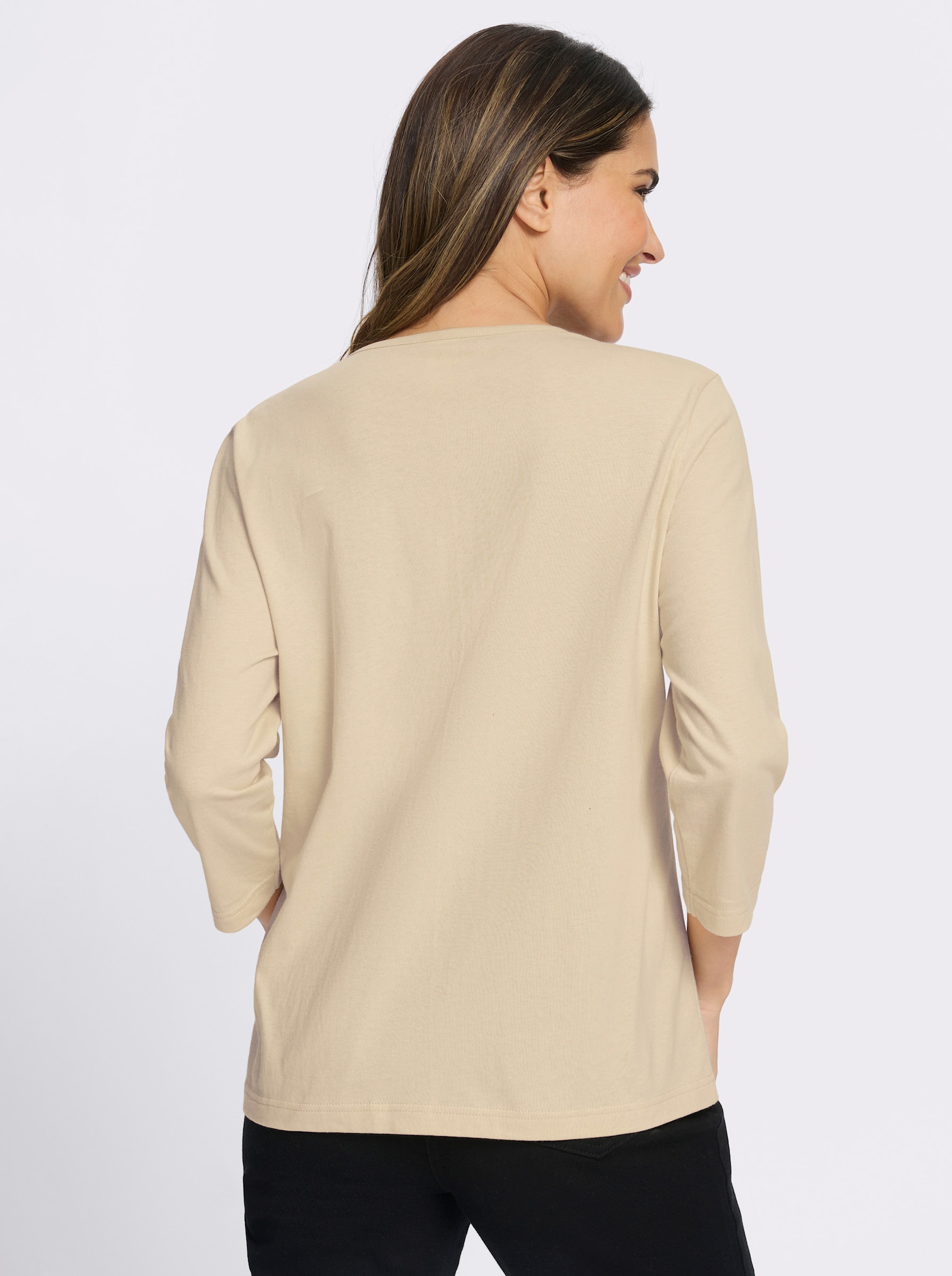 3/4-Arm-Shirt mit Lettering-Druck - sand-petrol-bedruckt