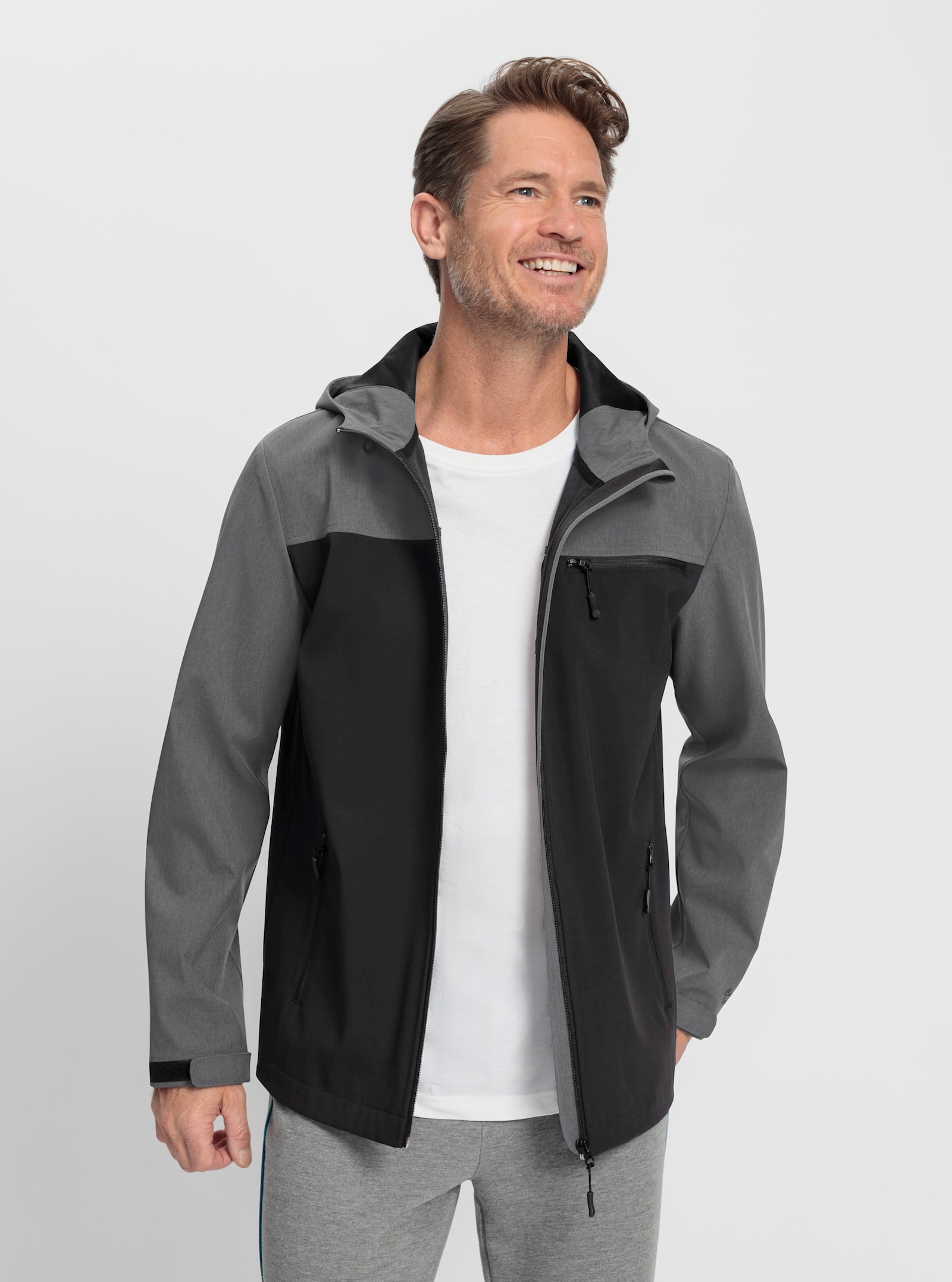 Catamaran Sports Funktionsjacke aus wind- und wasserabweisendem Softshell - grau-meliert