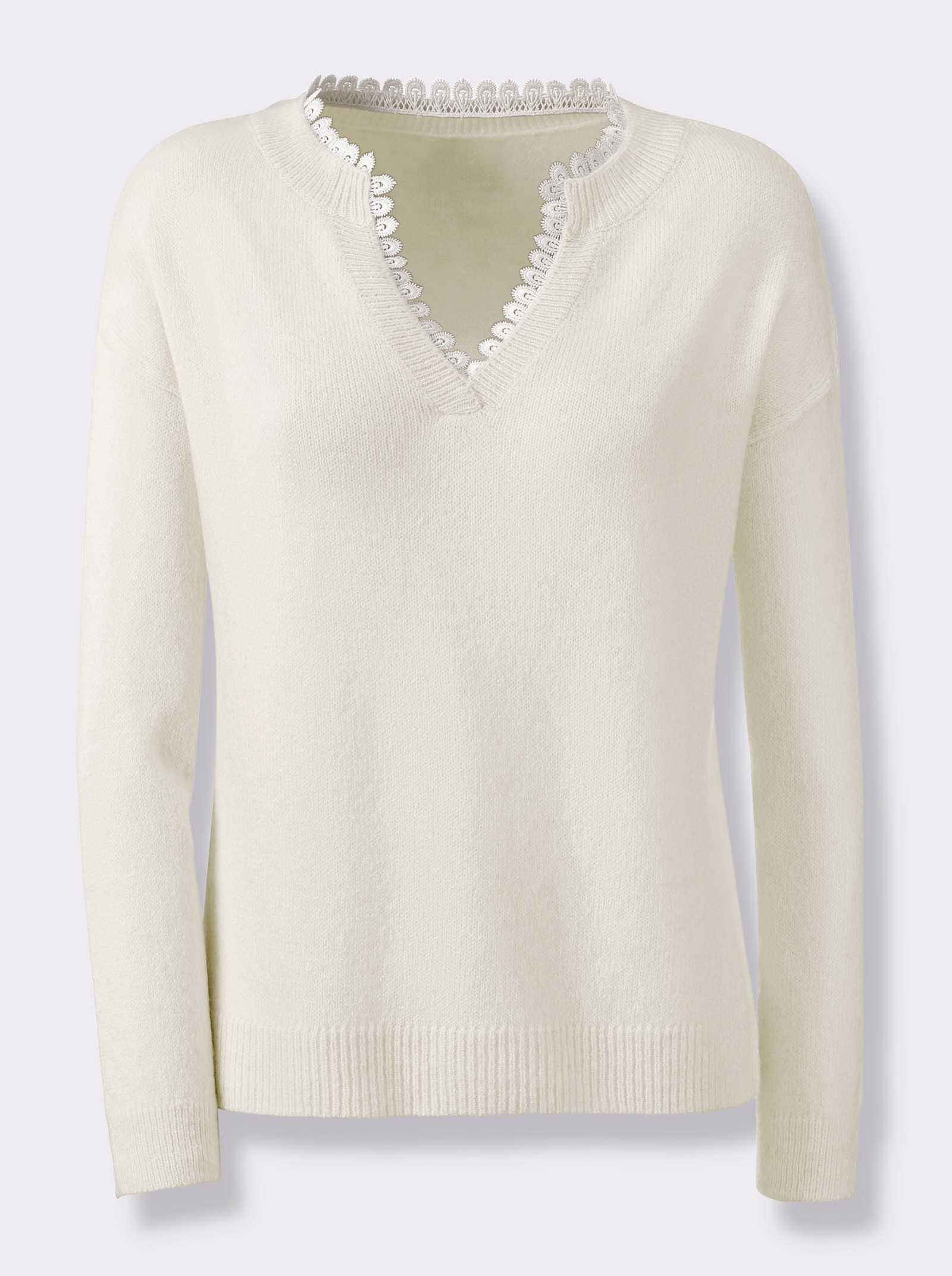 heine Pullover mit Spitzeneinsatz - ecru