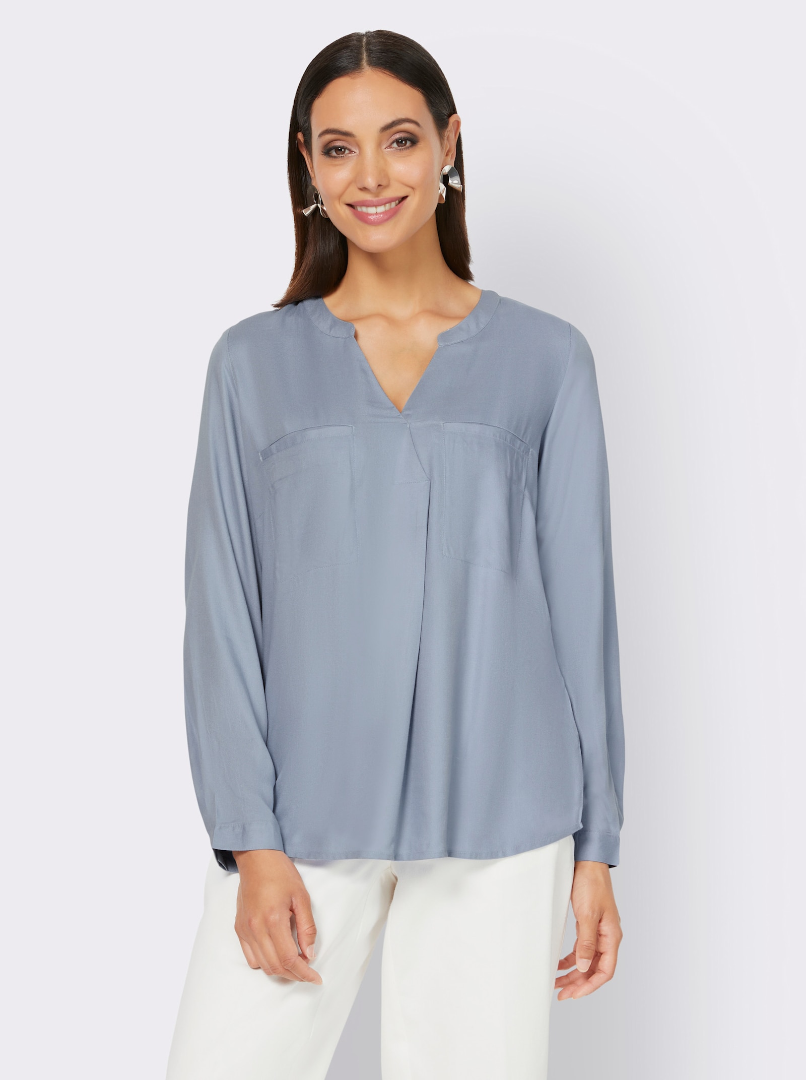 heine Langarmbluse aus reiner Viskose - bleu