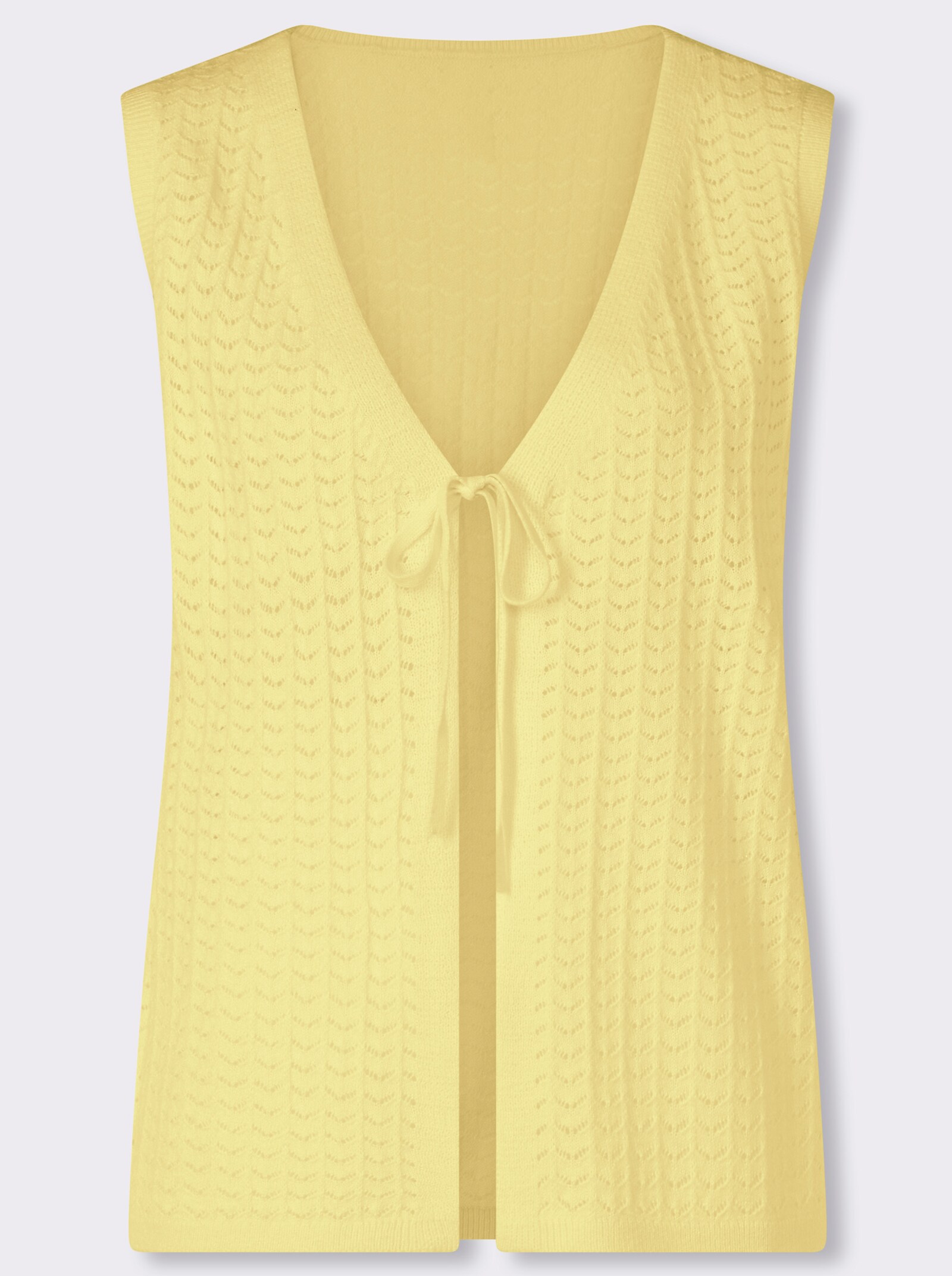 Strickweste mit Bindeband - zitrone