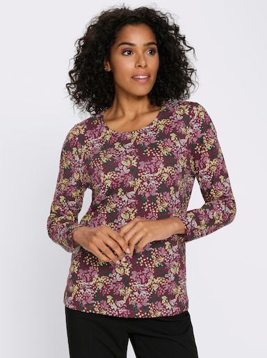 Langarmshirt mit Blumen-Muster - bordeaux-mauve-bedruckt