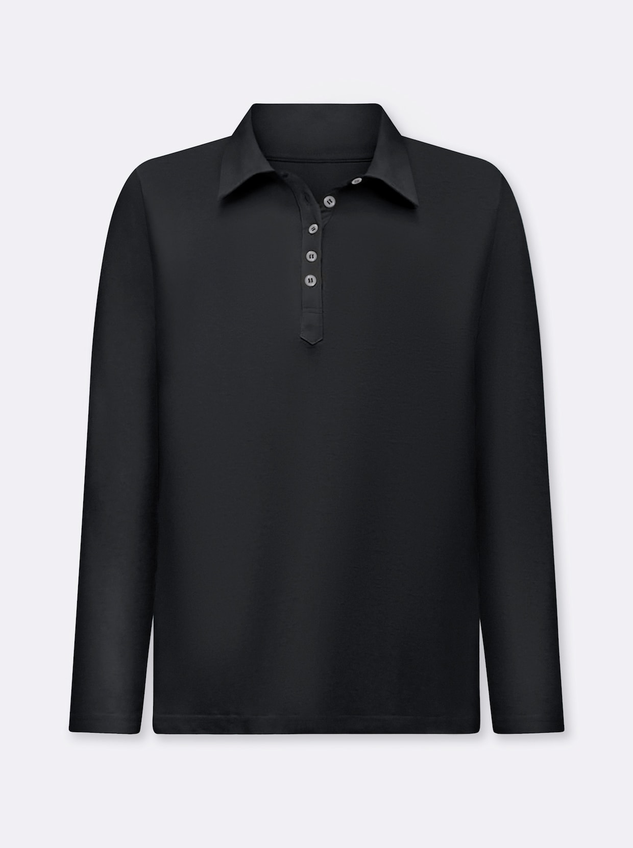 Langarm-Poloshirt in reiner Baumwoll-Qualität - schwarz