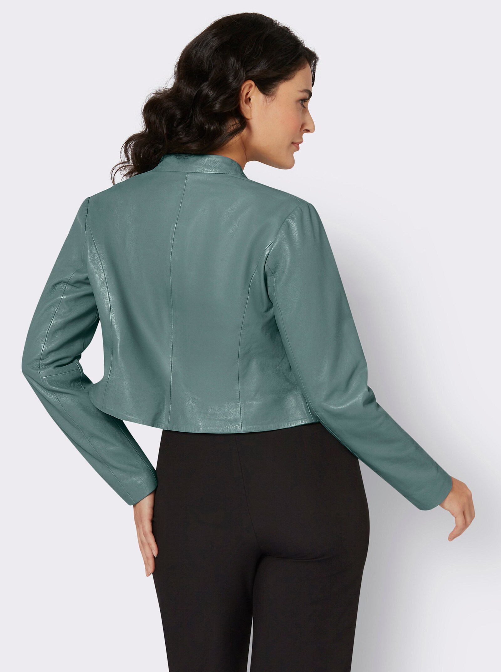 Mainpol Lederblazer im Bolero-Stil - jade