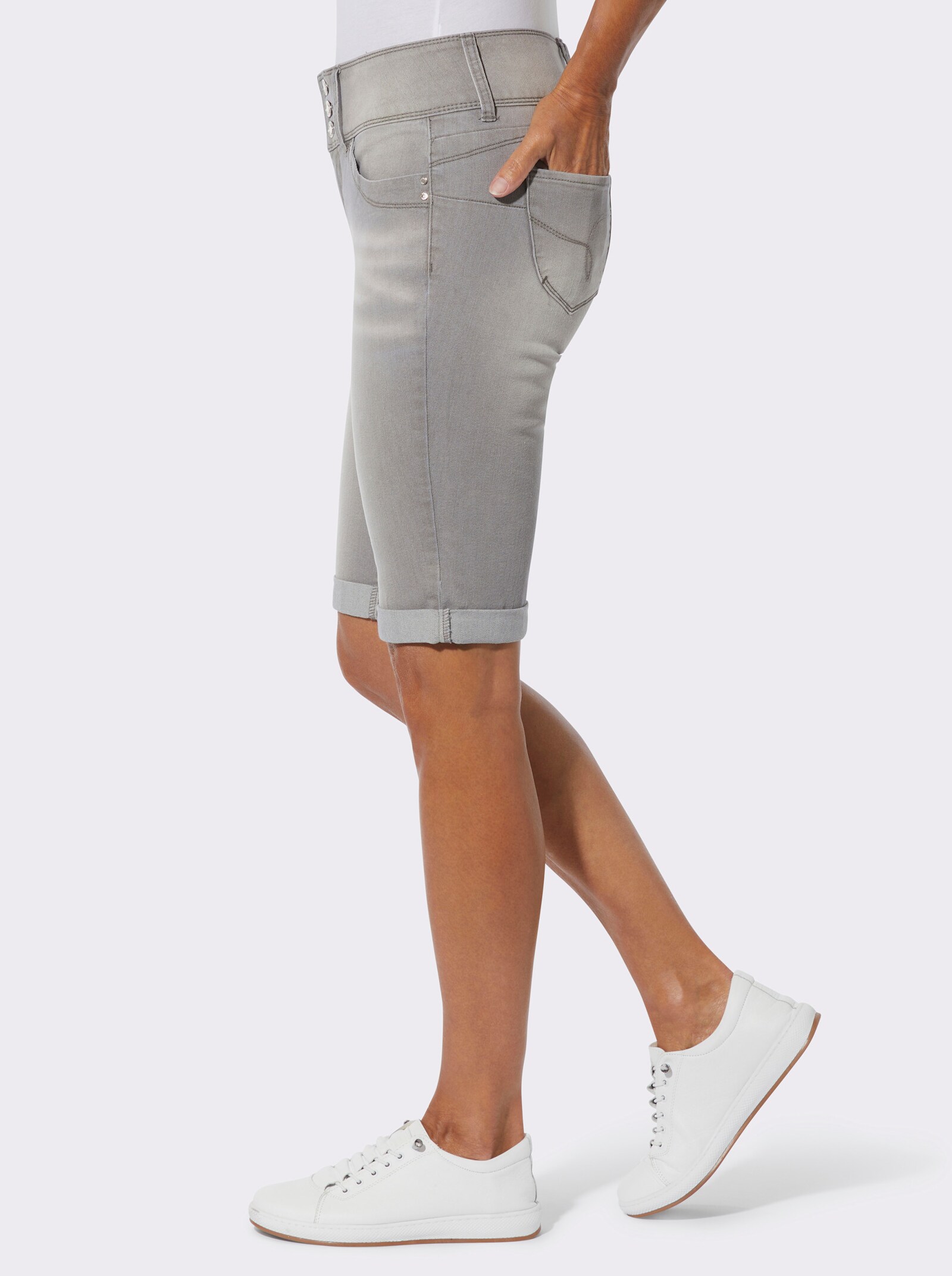 Bermudas mit gekrempeltem Saum - grey-denim