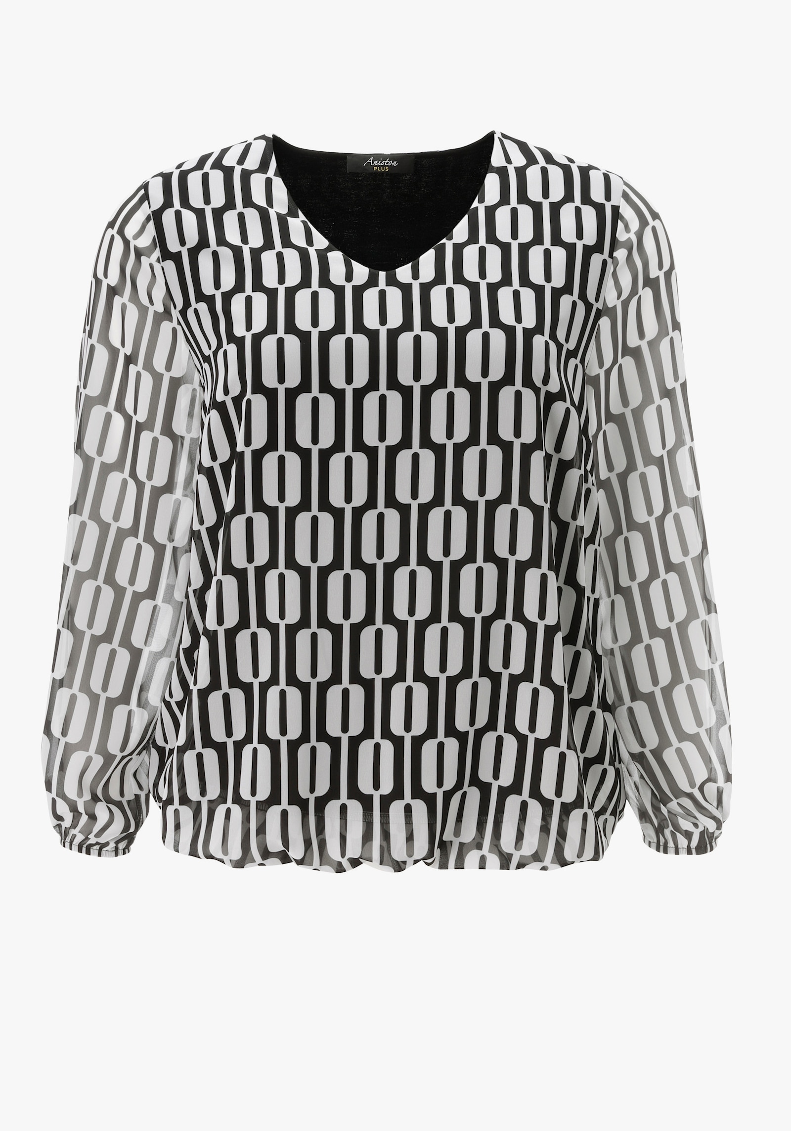 Aniston PLUS Schlupfbluse - schwarz-weiß
