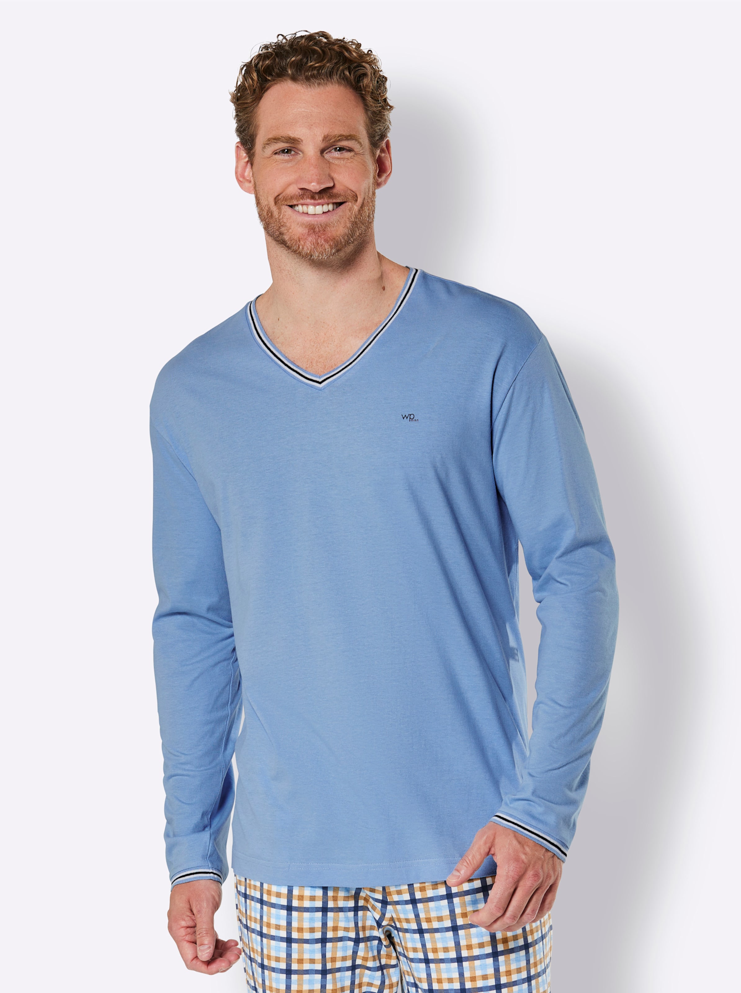 Witt Herren Schlafanzug-Shirt, himmelblau