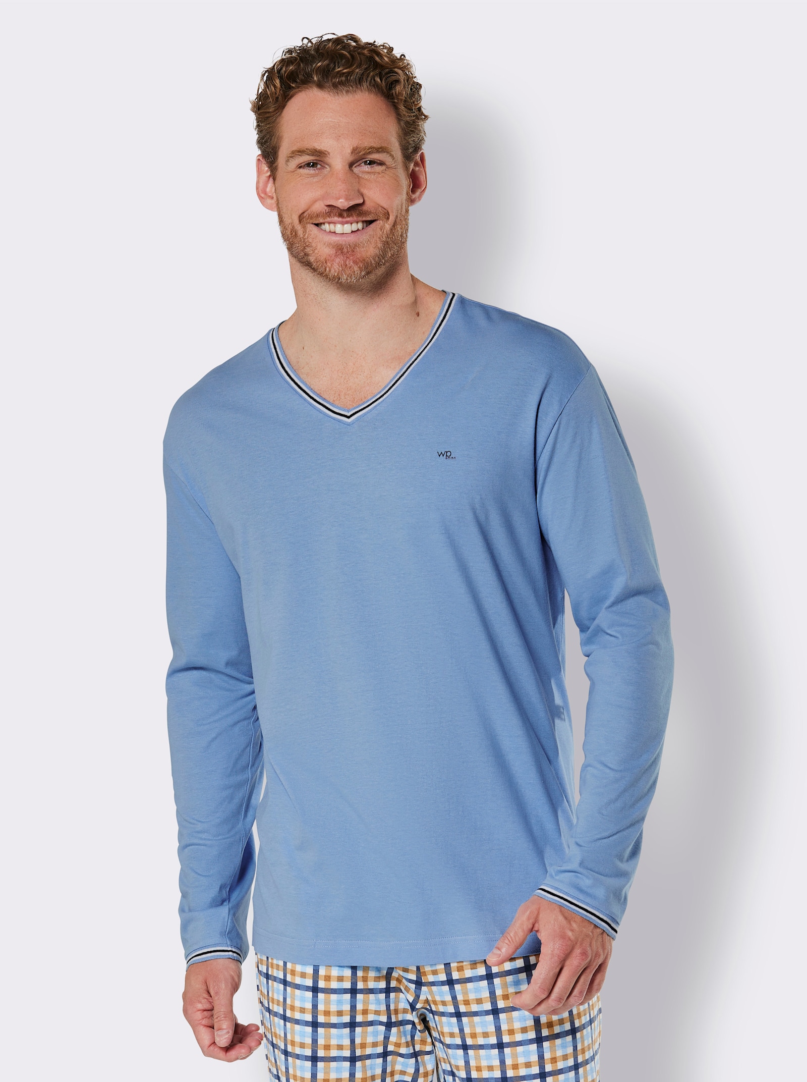 wäschepur men Schlafanzug-Shirt - himmelblau