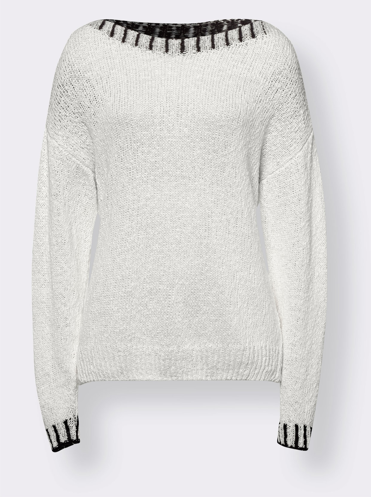 heine Pullover met ronde hals - ecru/zwart