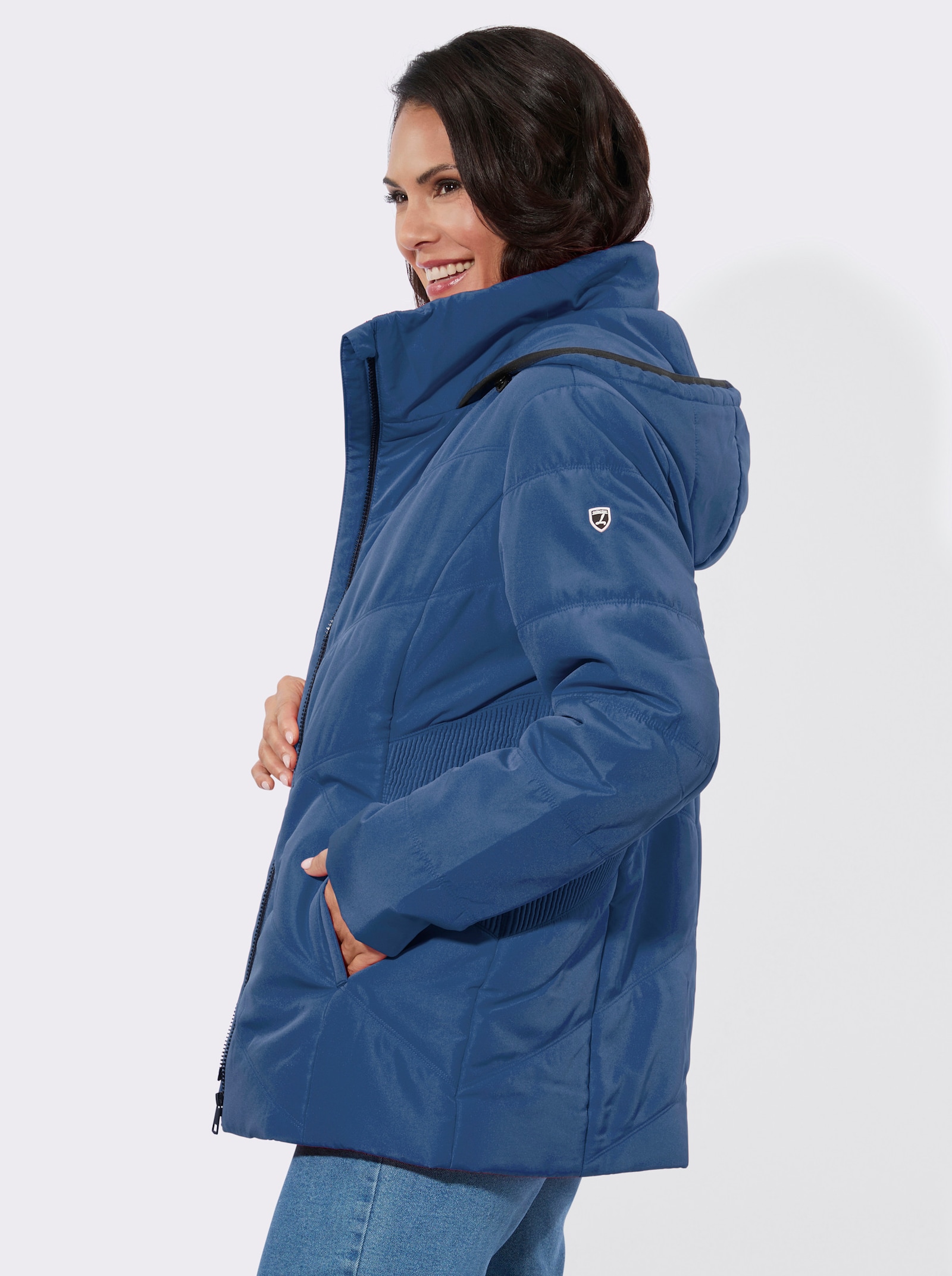 Steppjacke mit gesmokten Seitenpartien - jeansblau
