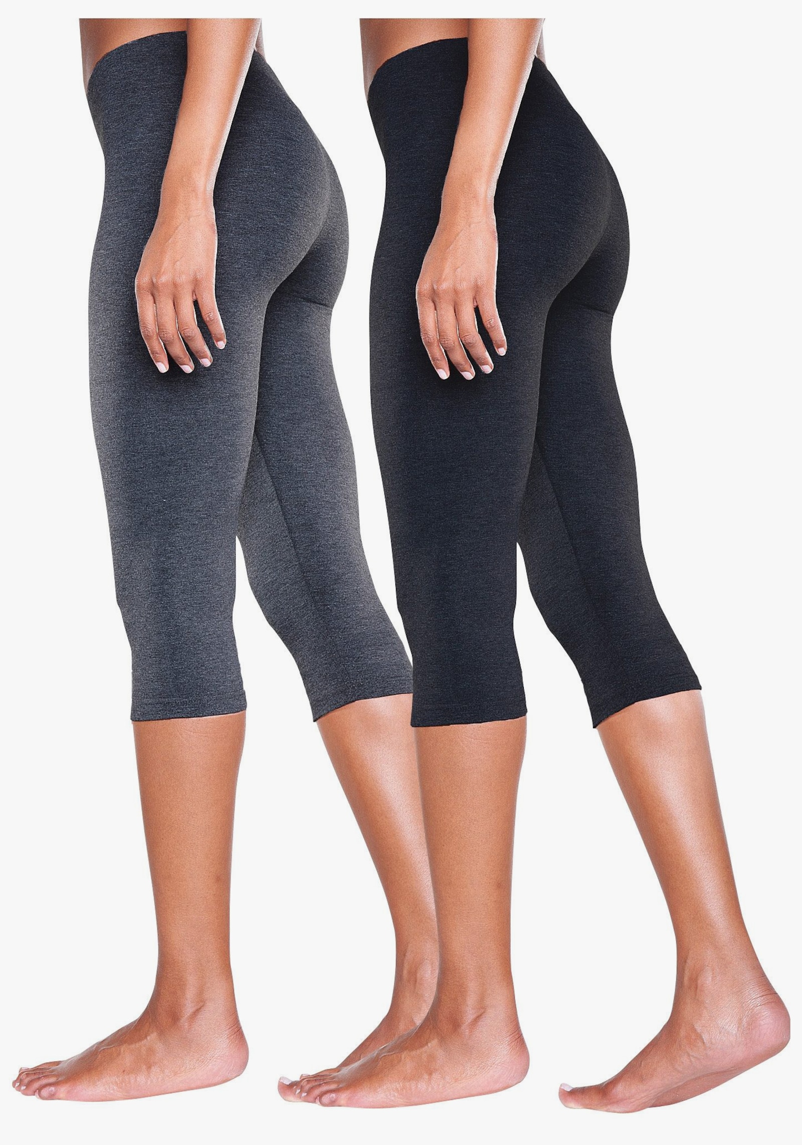 vivance active Caprileggings - 1x anthrazit-meliert, 1x schwarz