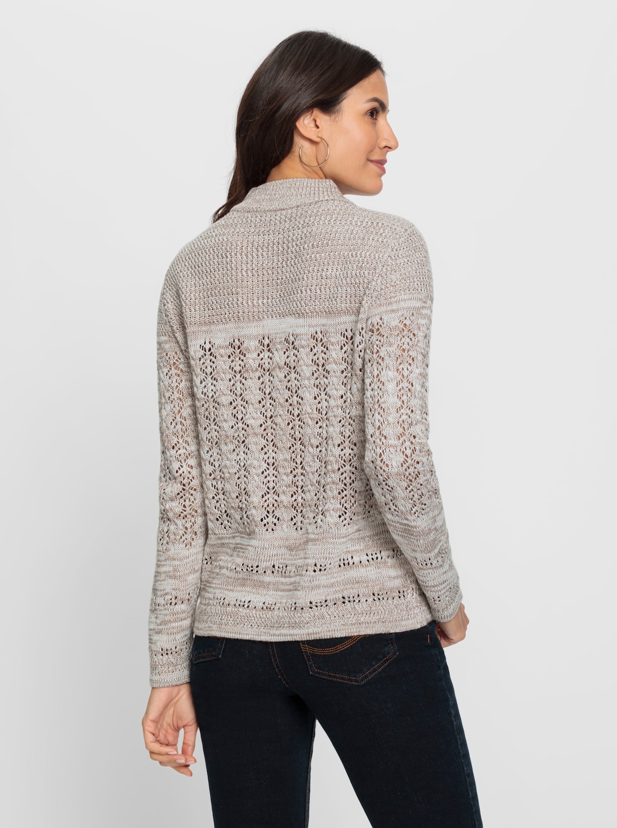 Stehkragenpullover - sesam-taupe-meliert