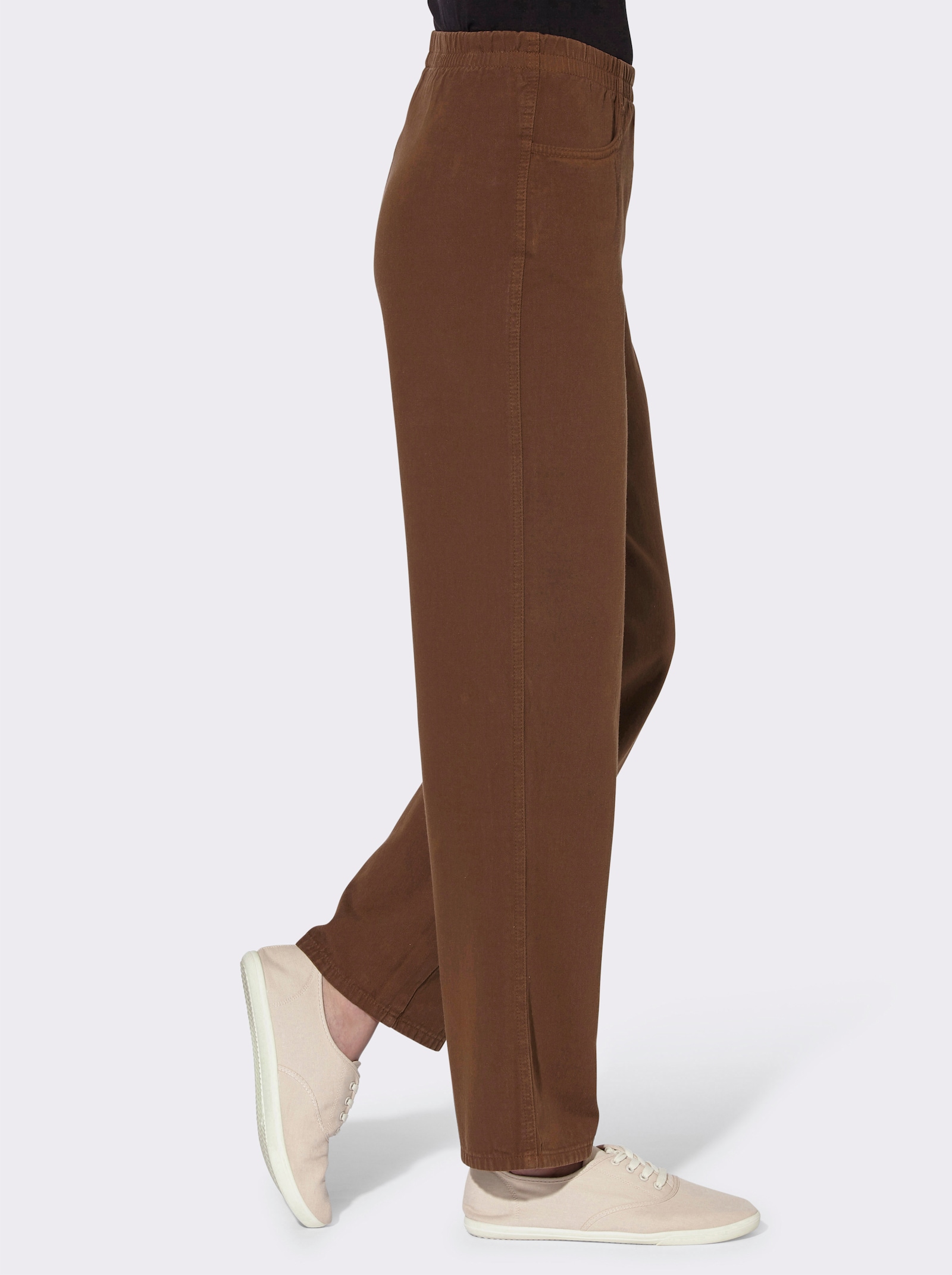 Comfortbroek van katoen - donkerbruin
