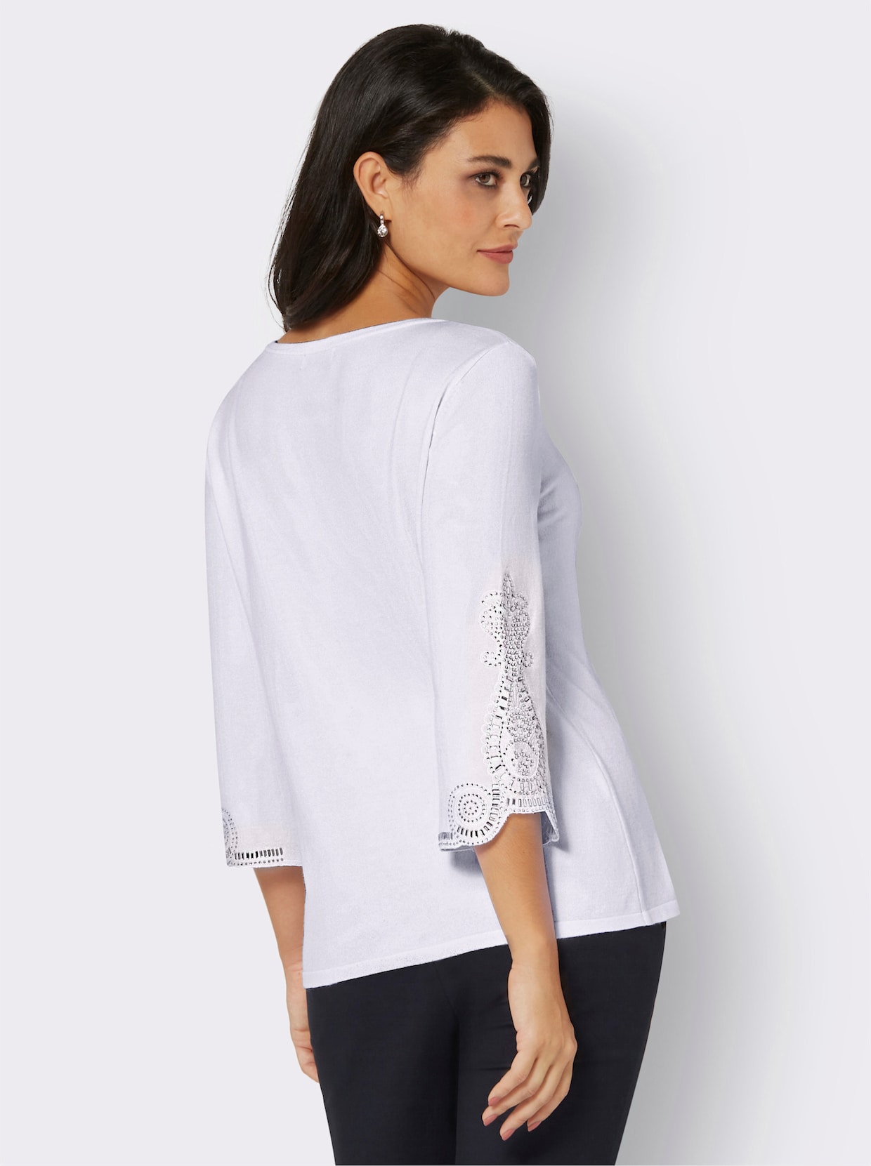 Pullover met 3/4-mouwen - wit