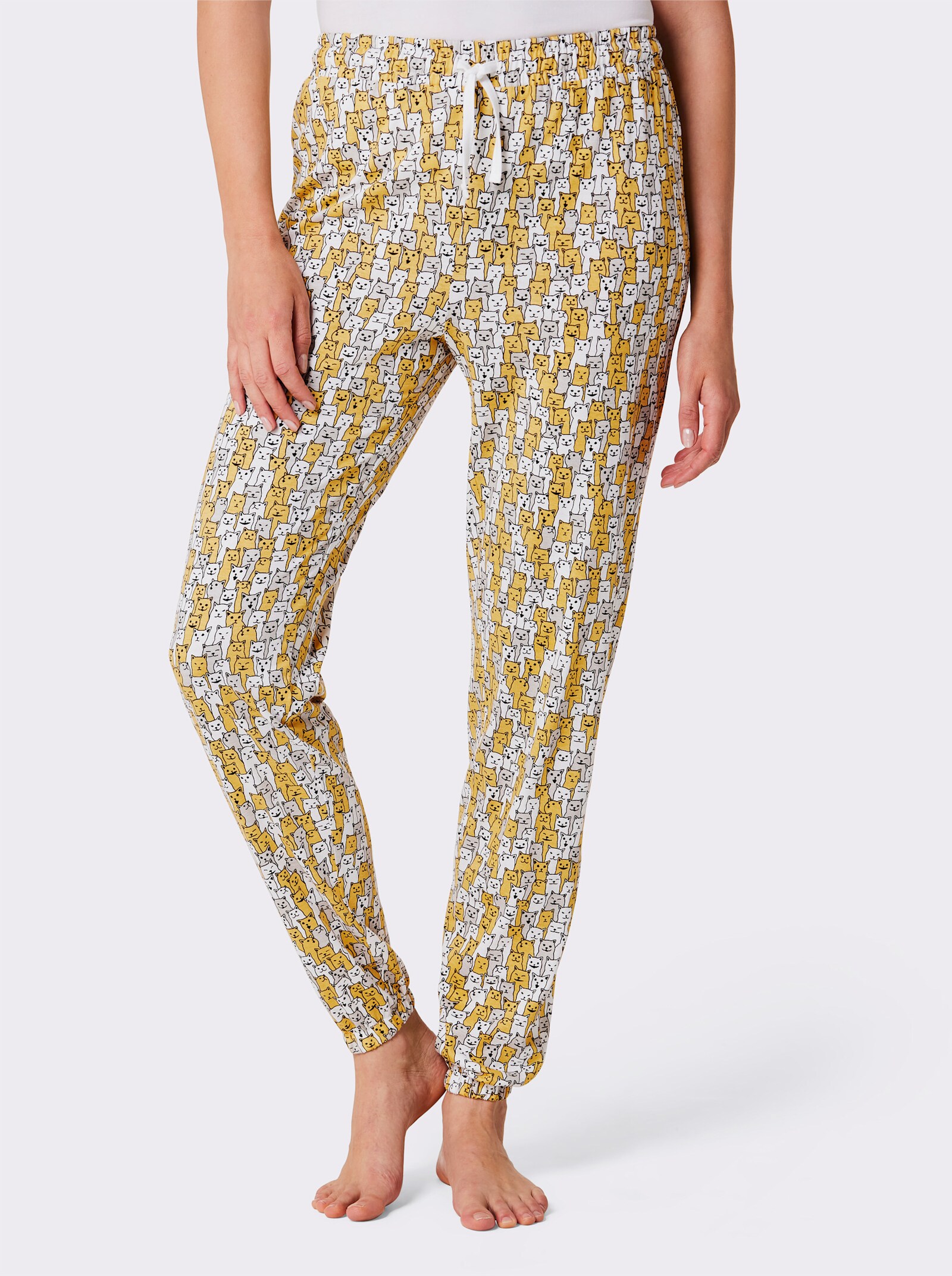 wäschepur Schlafanzug-Hose - weiss-gelb-bedruckt