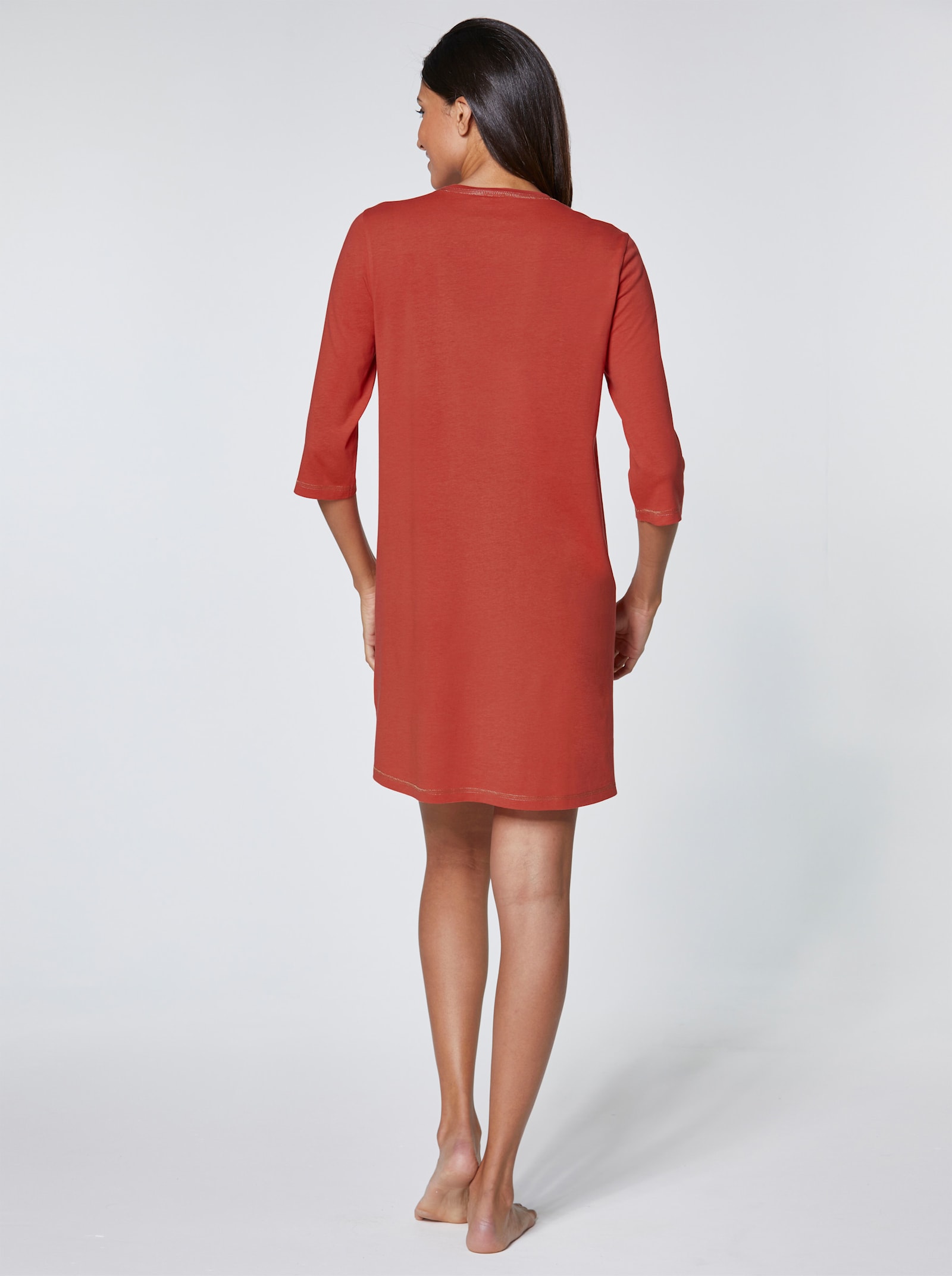 wäschepur T-shirts de nuit avec imprimé brillant devant - marine + terre cuite