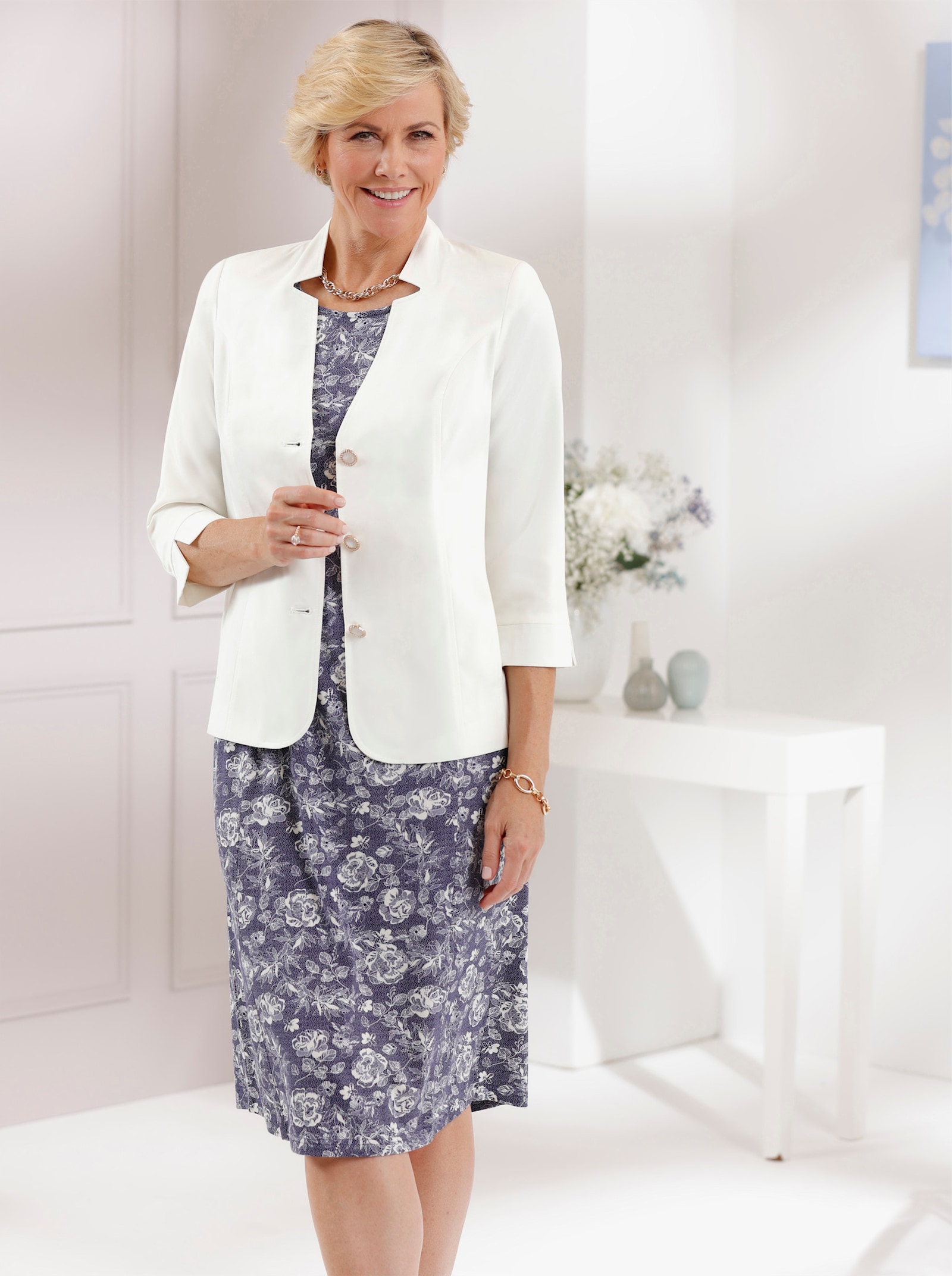 Blazer in Leinen-Optik - ecru