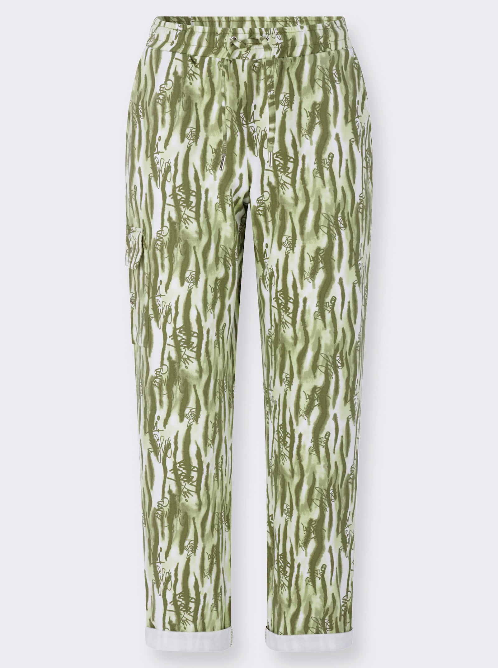 Sweathose im Druck-Dessin - oliv-schilf-gemustert