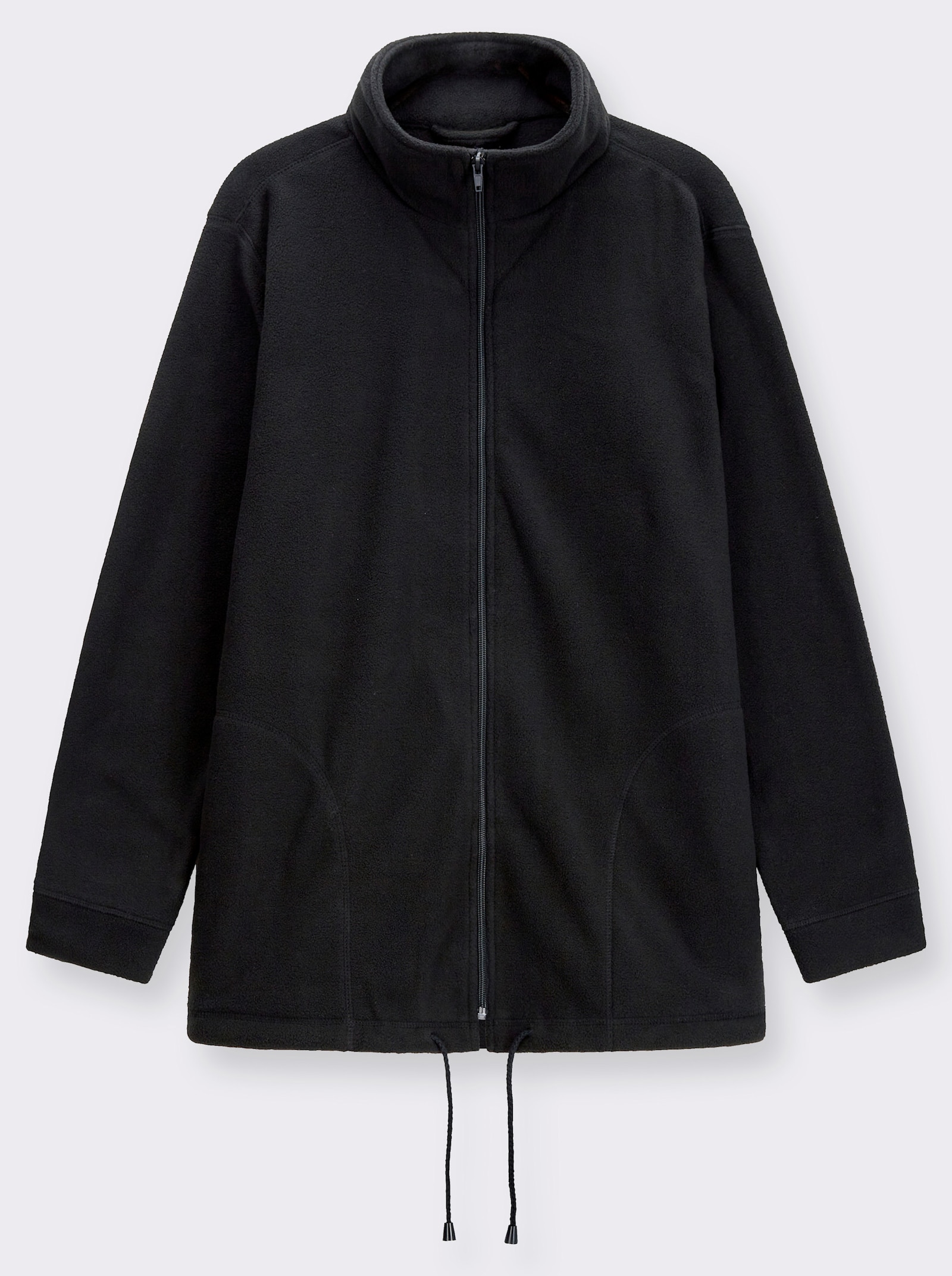 Fleecejacke Kordeldurchzug am Saum - schwarz