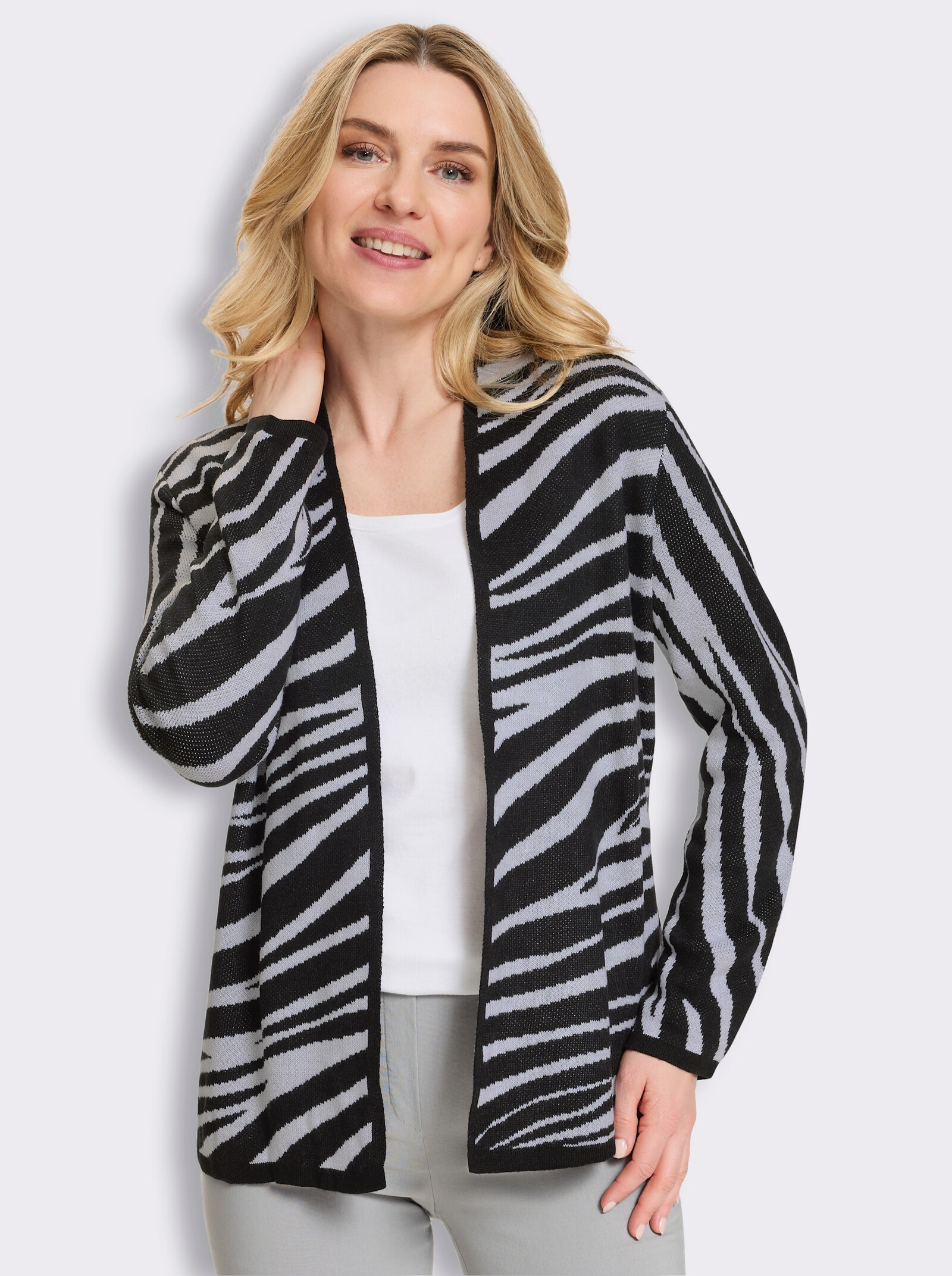 Strickjacke - schwarz-weiß