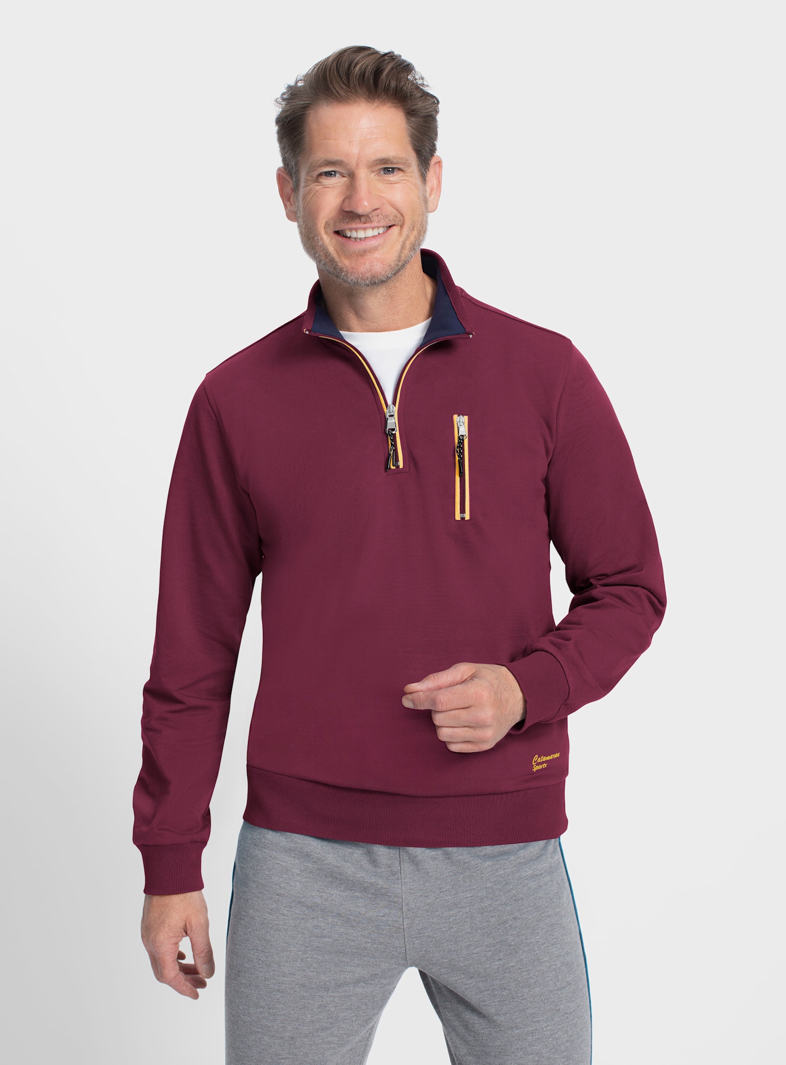 Catamaran Sports Sweatshirt mit Reißverschluss-Brusttasche - bordeaux