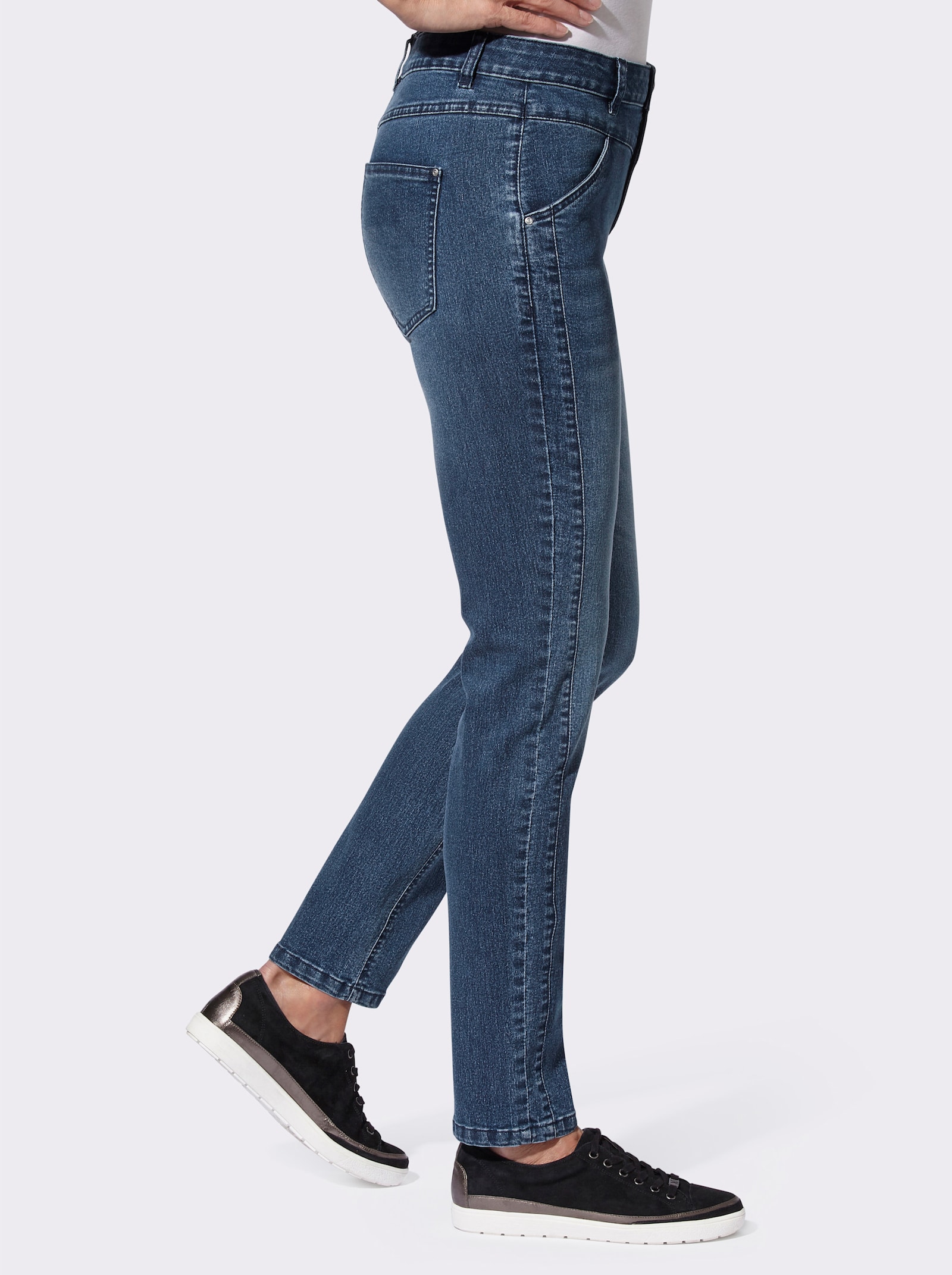 Stretch-Jeans mit streckender Seitennaht - blue-stone-washed