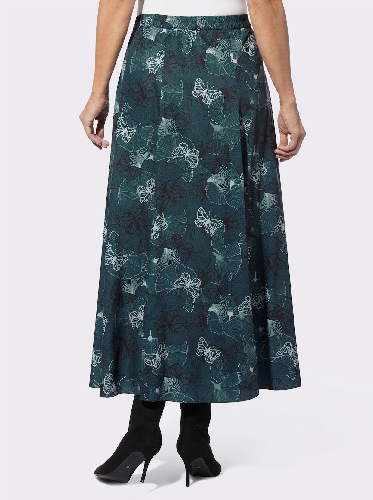 Rok met print - petrol/zwart geprint