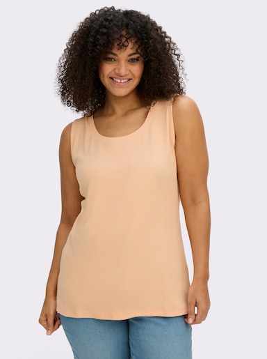 sheego Tanktop mit Ajourtape am Ausschnitt - apricot