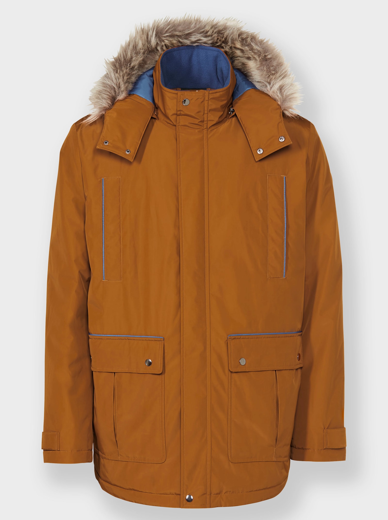 Marco Donati Longjacke mit Pelzimitat - cognac