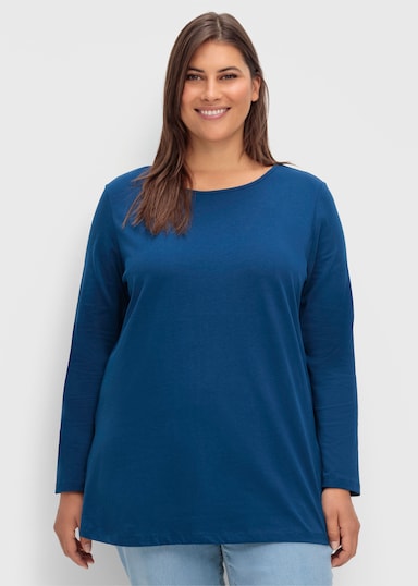 Langarmshirt mit hohen Seitenschlitzen - marine