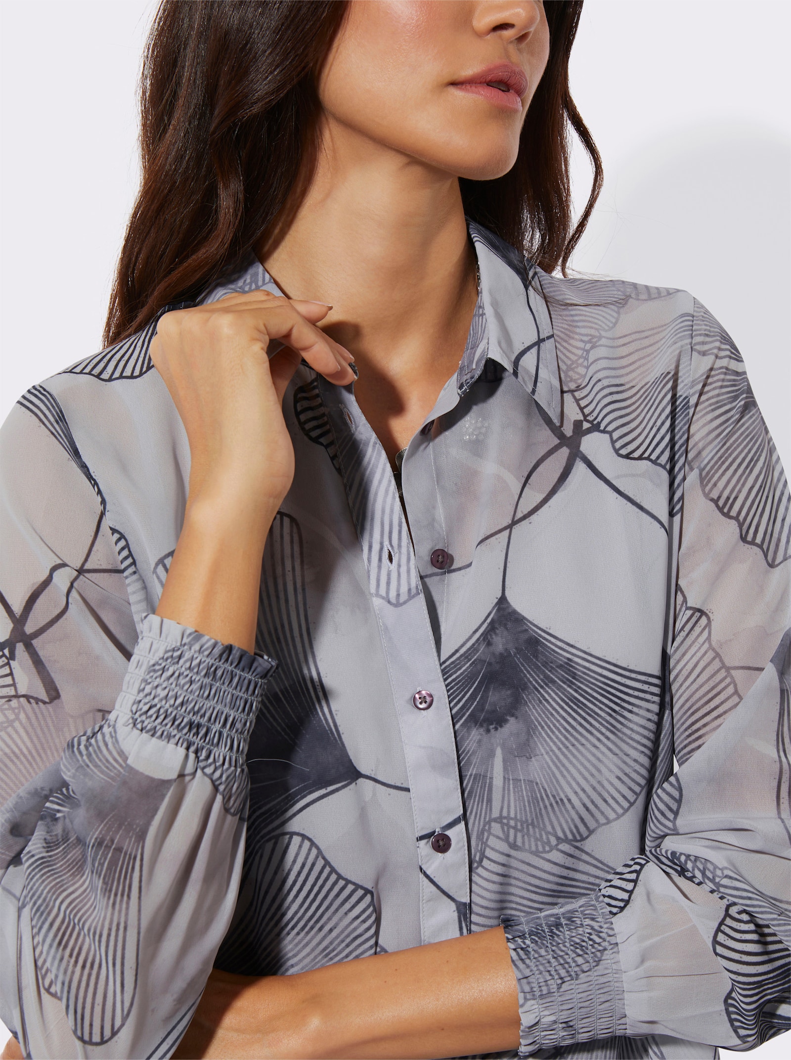 Hemdbluse inklusive Viskose-Top - hellgrau-bedruckt