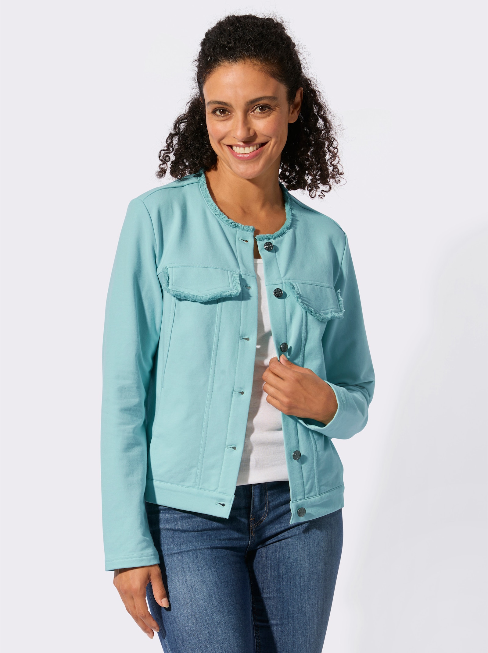 Jerseyblazer mit Fransen-Verzierung - mint