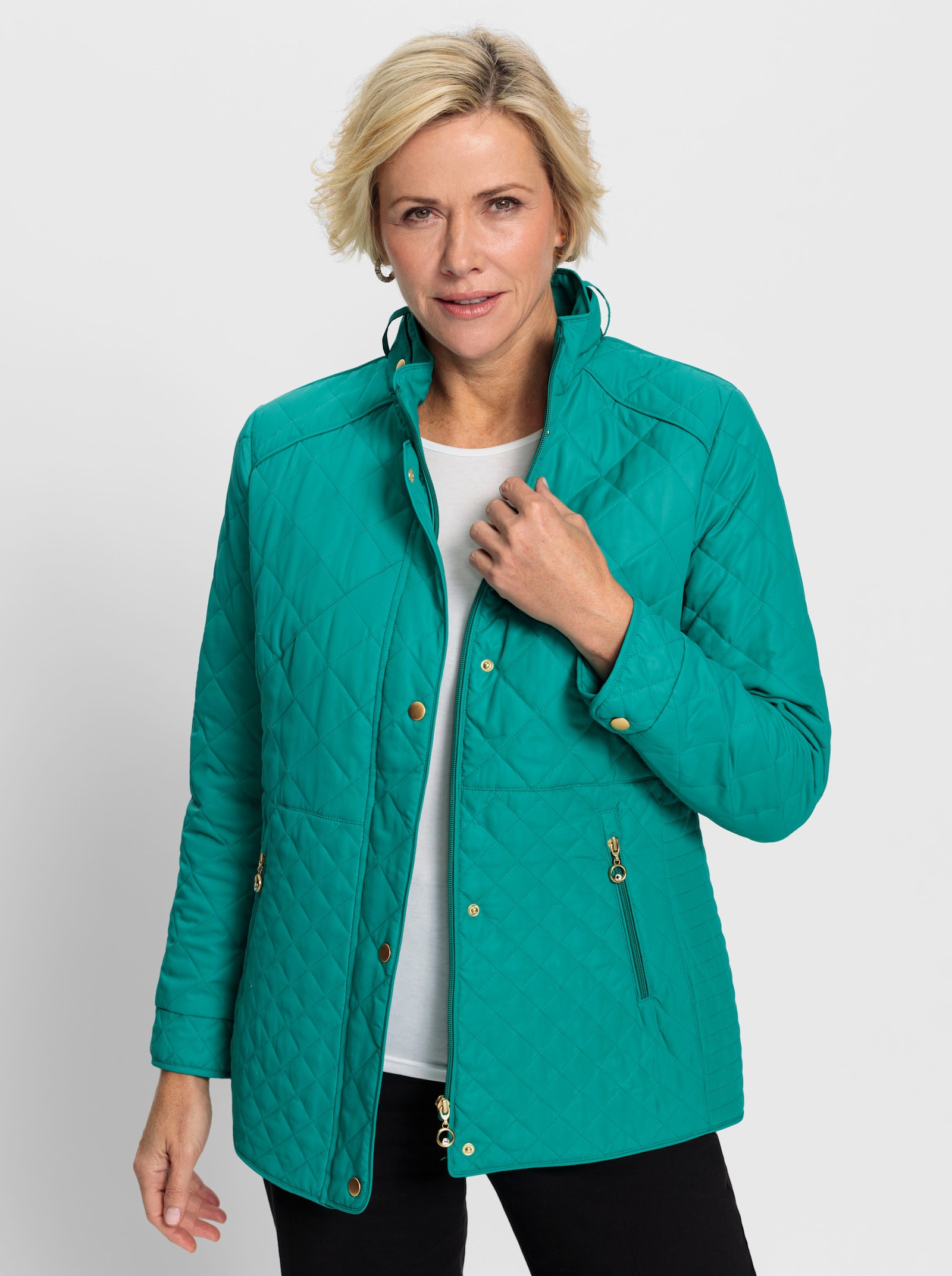 Steppjacke mit aufwendigen Details - smaragd
