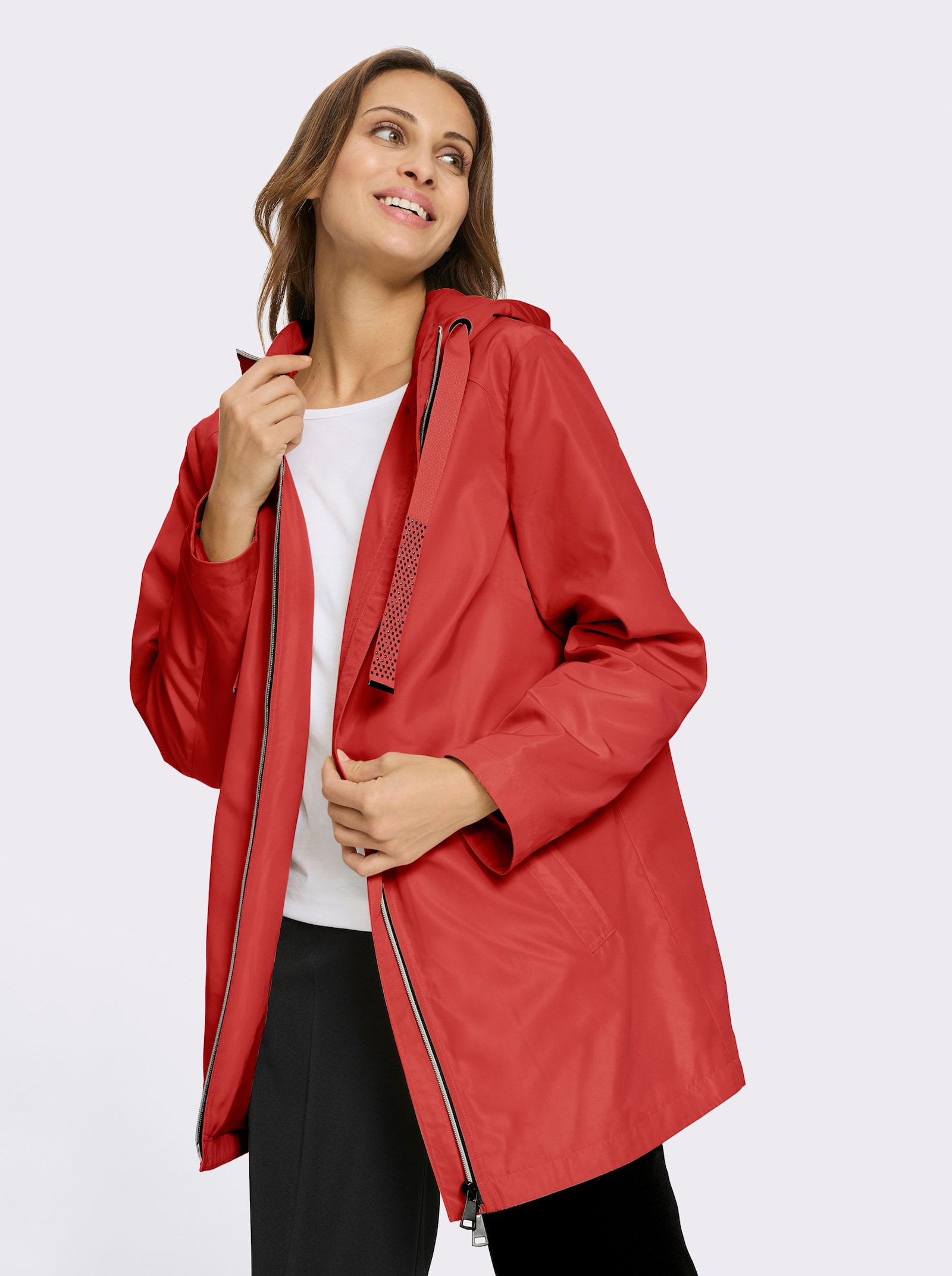 Outdoorjacke mit knöpfbarer Innentasche - rot