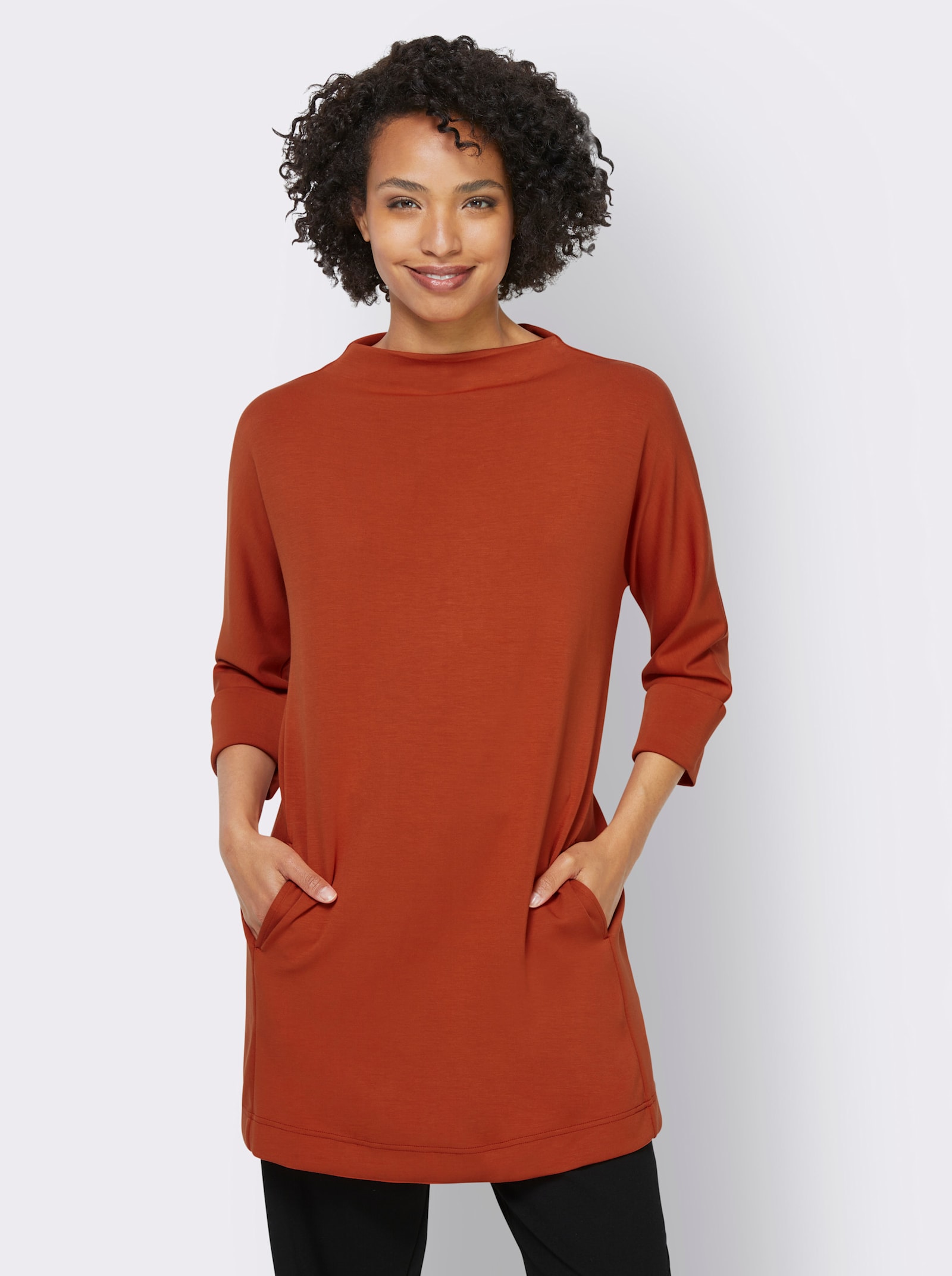 heine Longshirt mit seitlichen Taschen - rostrot