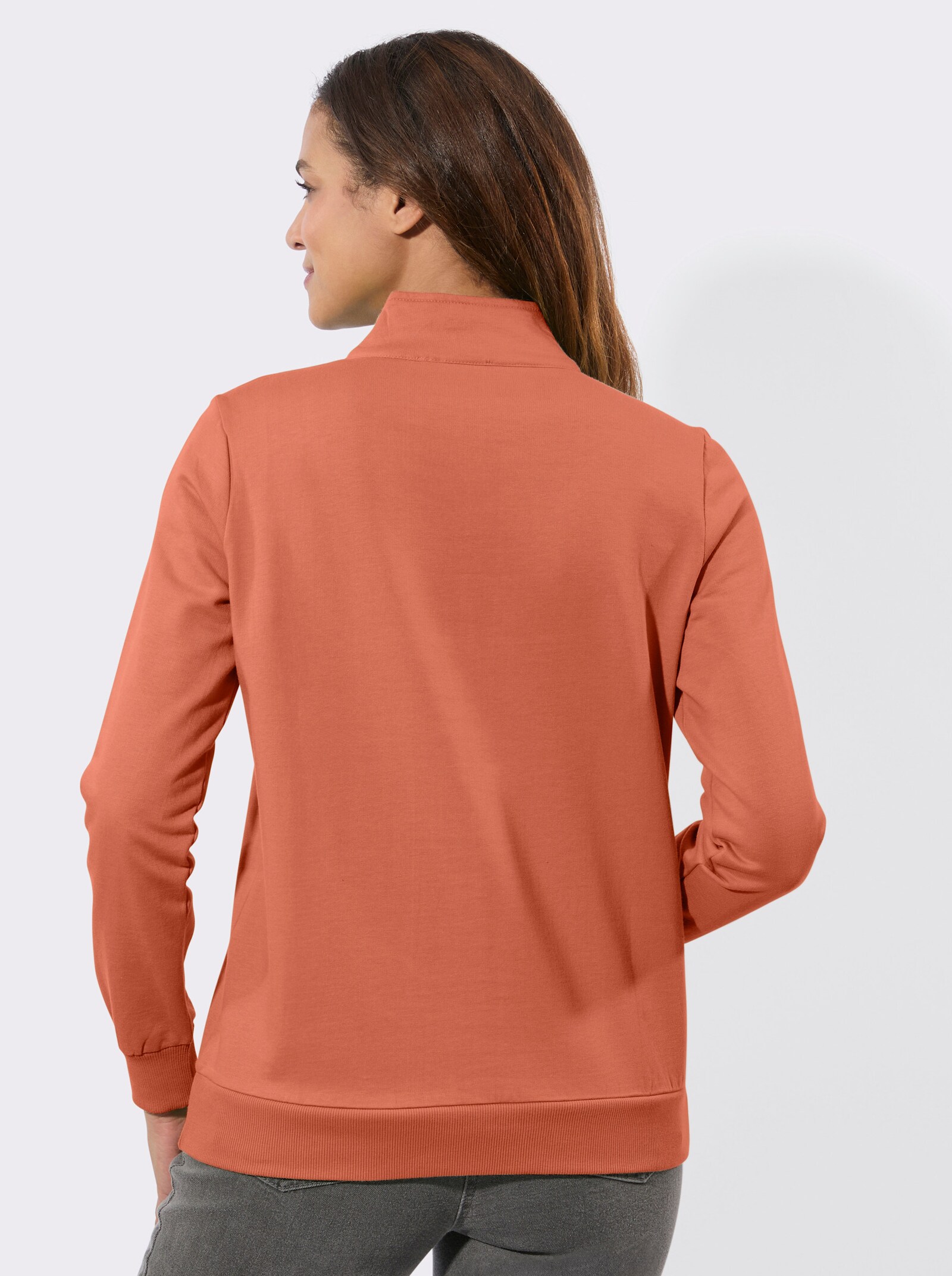 Sweatshirt mit Troyerkragen - papaya