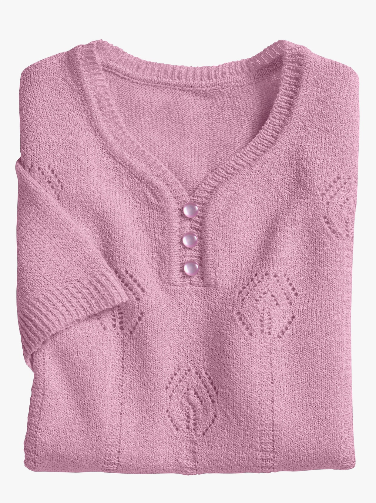 V-Ausschnitt-Pullover - rosé