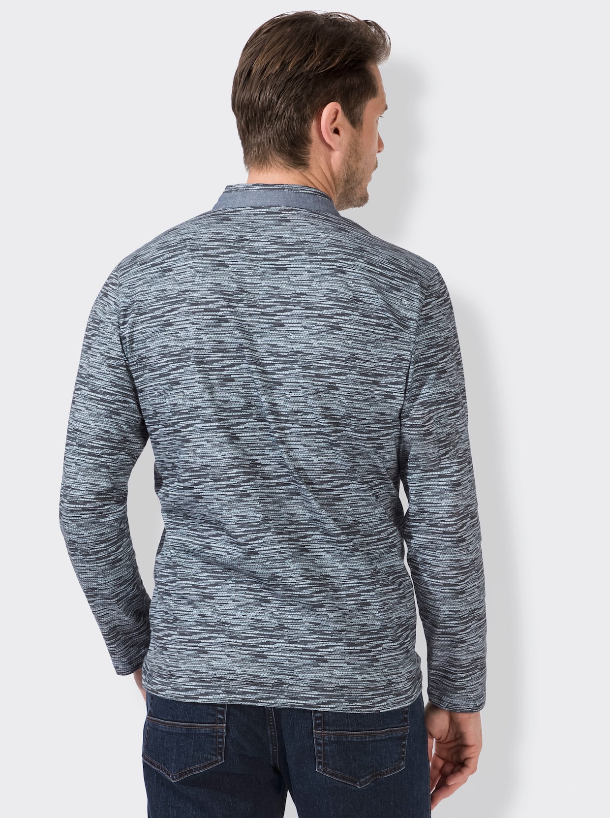 Marco Donati Longsleeve - blauw gedessineerd