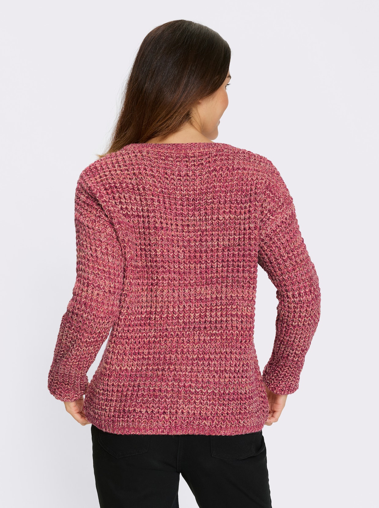 Langarm-Pullover - papaya-fuchsia-meliert
