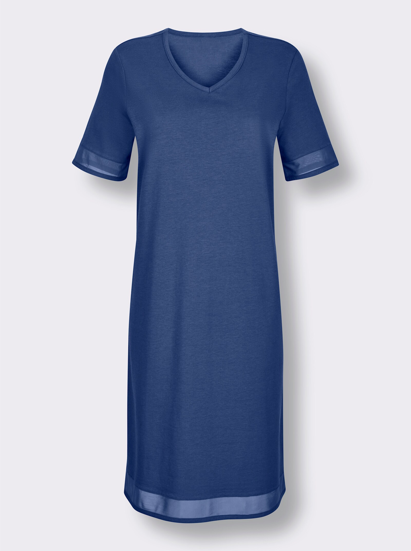 wäschepur Kurzarm-Sleepshirt mit Mesh-Einsätzen - royalblau