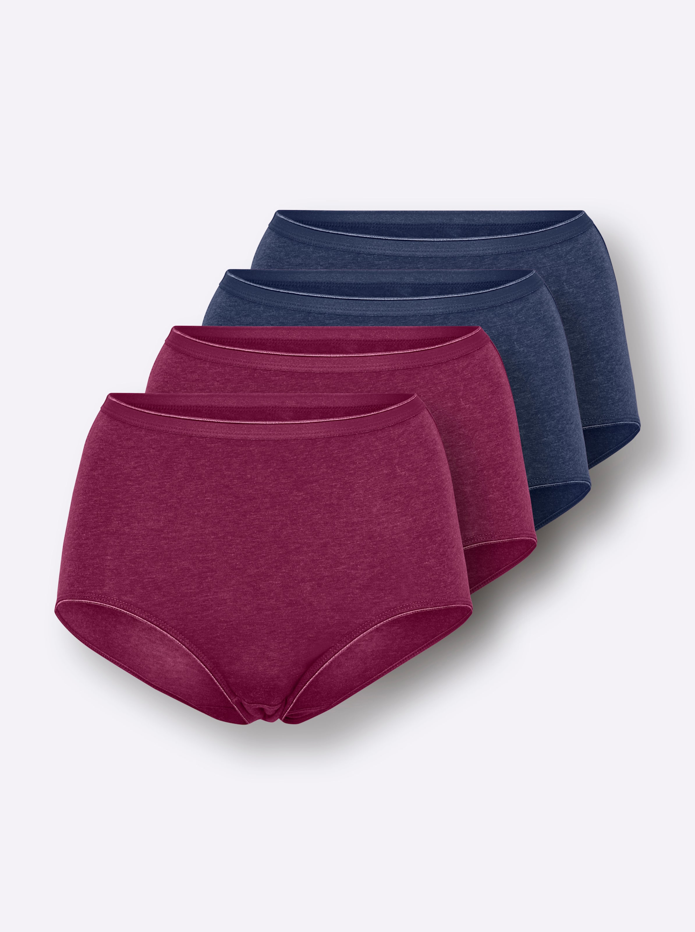 Wäschepur Damen Taillenslip 2X Malve-Meliert + 2X Marine-Meliert, Größe 44 - Bild 2