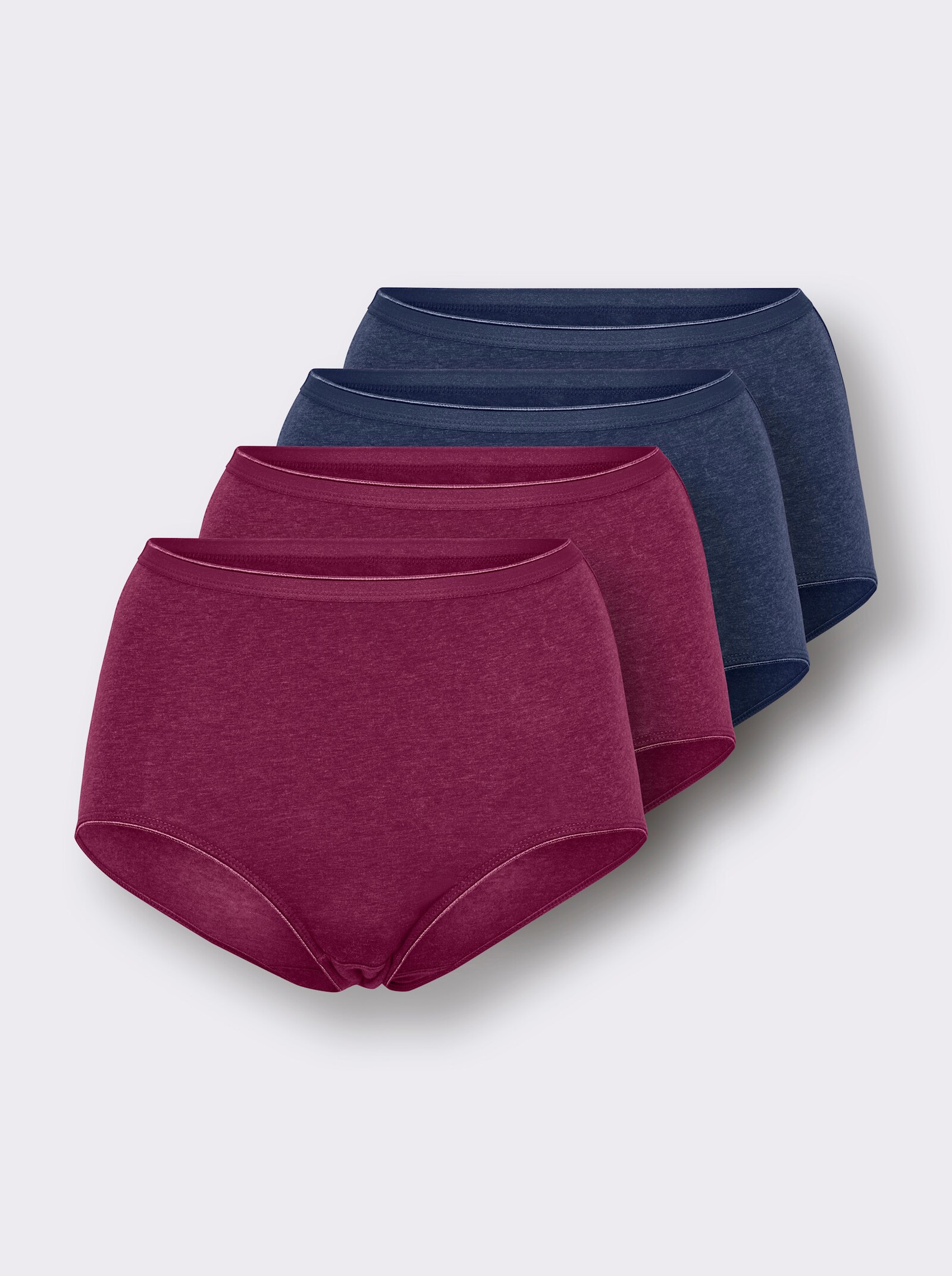 wäschepur Taillenslip - 2x malve-meliert + 2x marine-meliert
