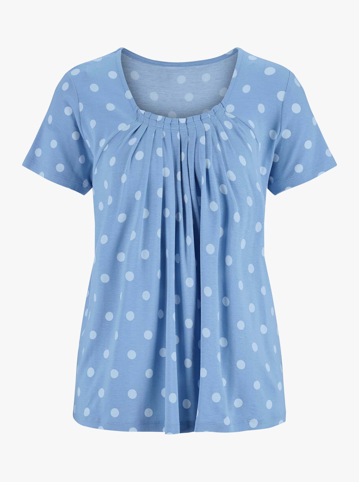 Rundhalsshirt - bleu-weiss-getupft