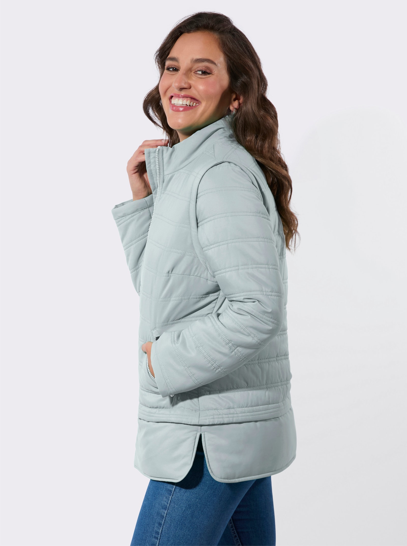 Steppjacke mit abzippbaren Ärmeln - kalkmint