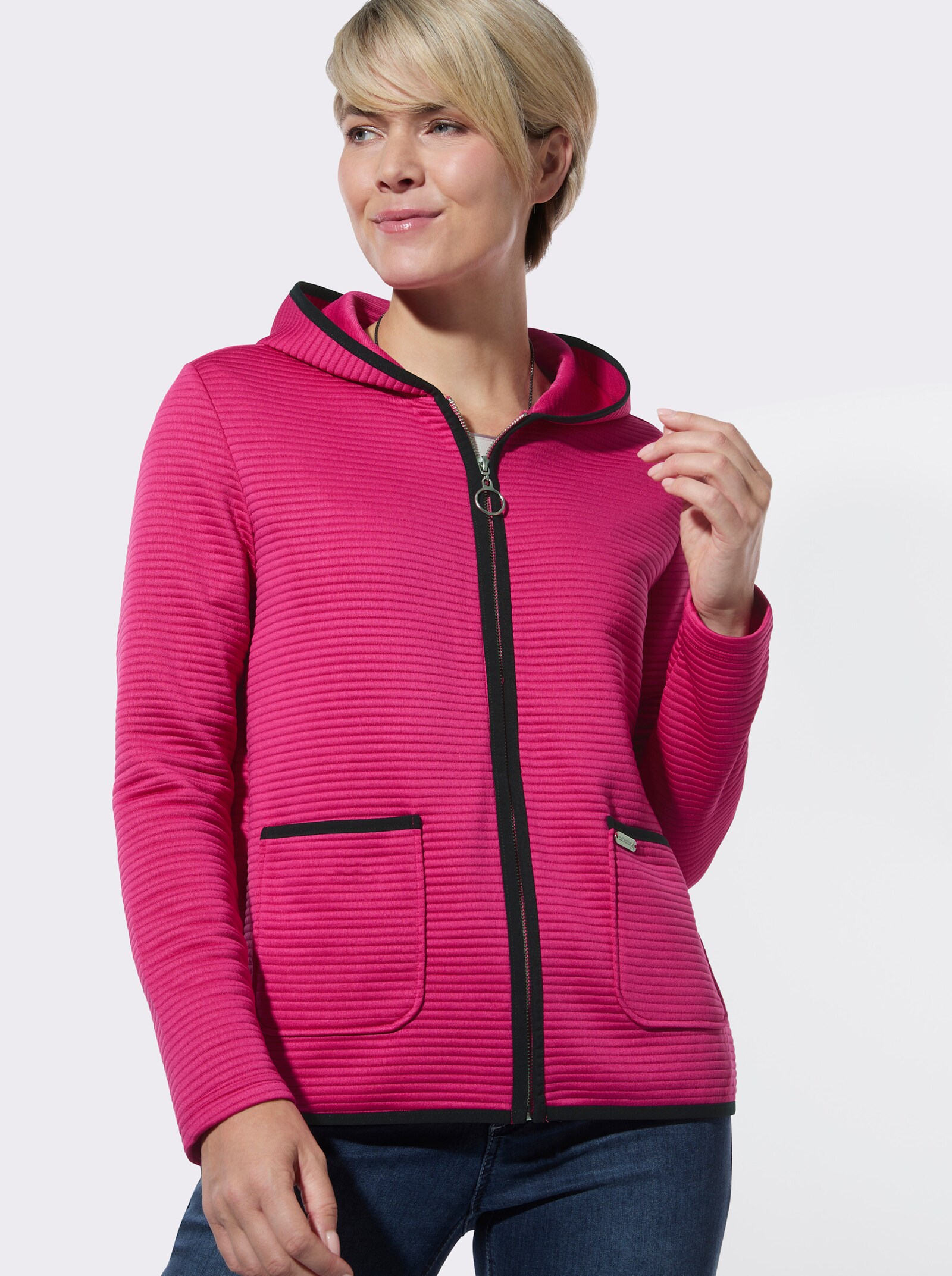 Shirtblazer mit Kapuze - fuchsia