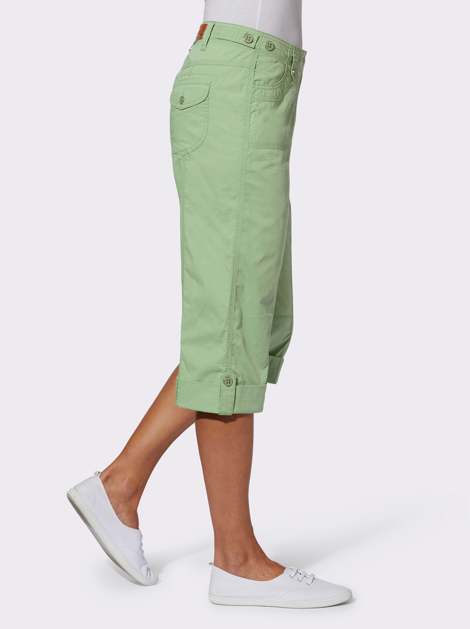 Caprihose mit verstellbarem Bund - eucalyptus