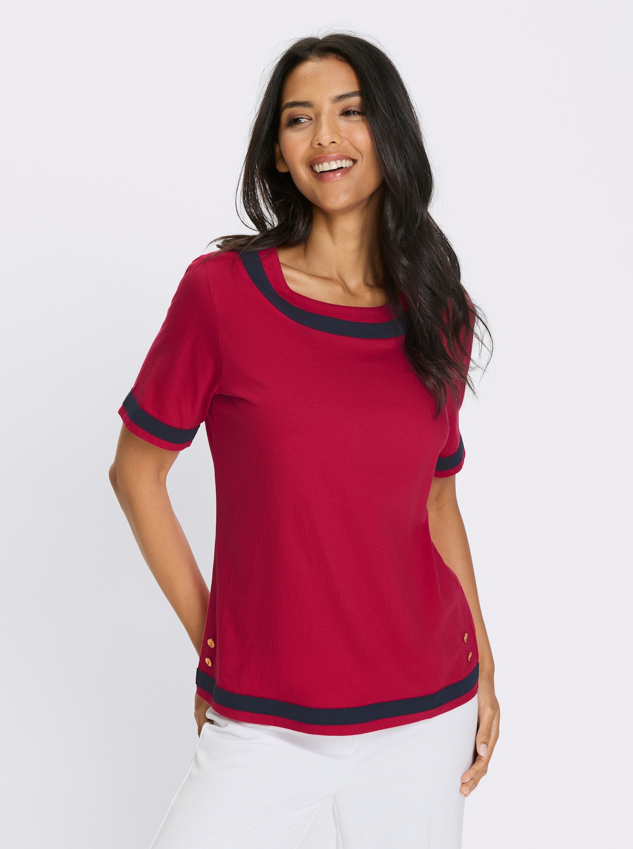 Kurzarmshirt - rot-marine