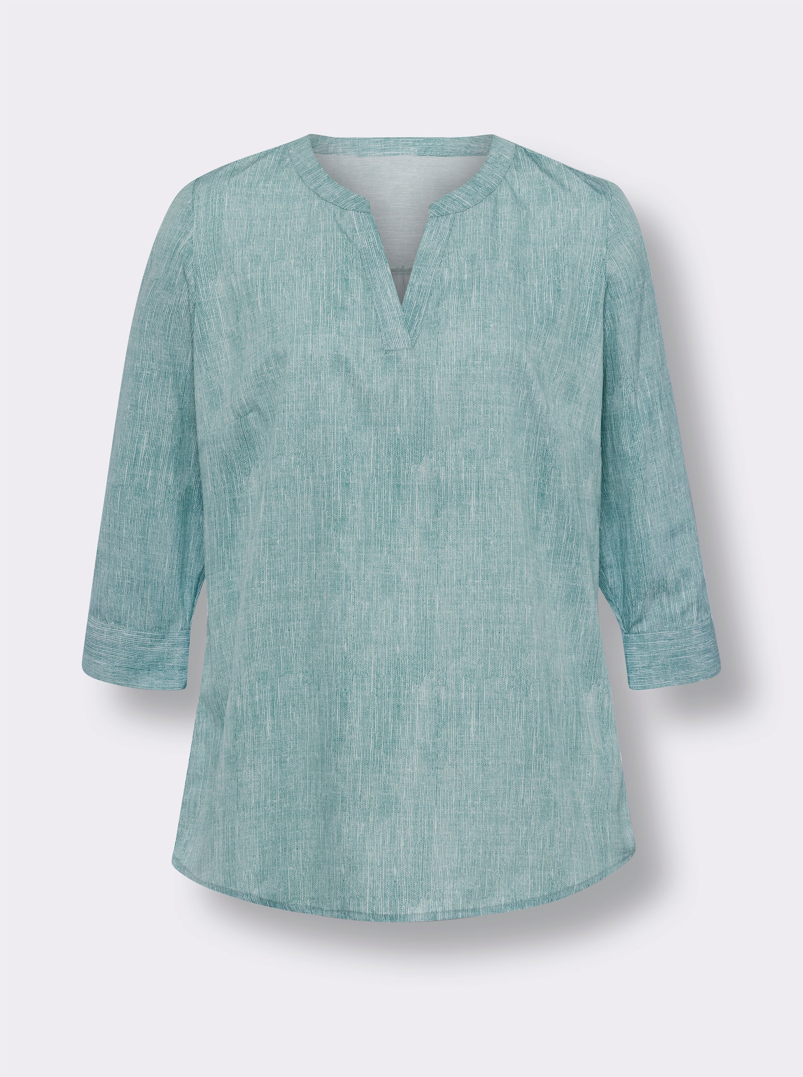 Schlupfbluse in Melange-Optik - jade-ecru-bedruckt